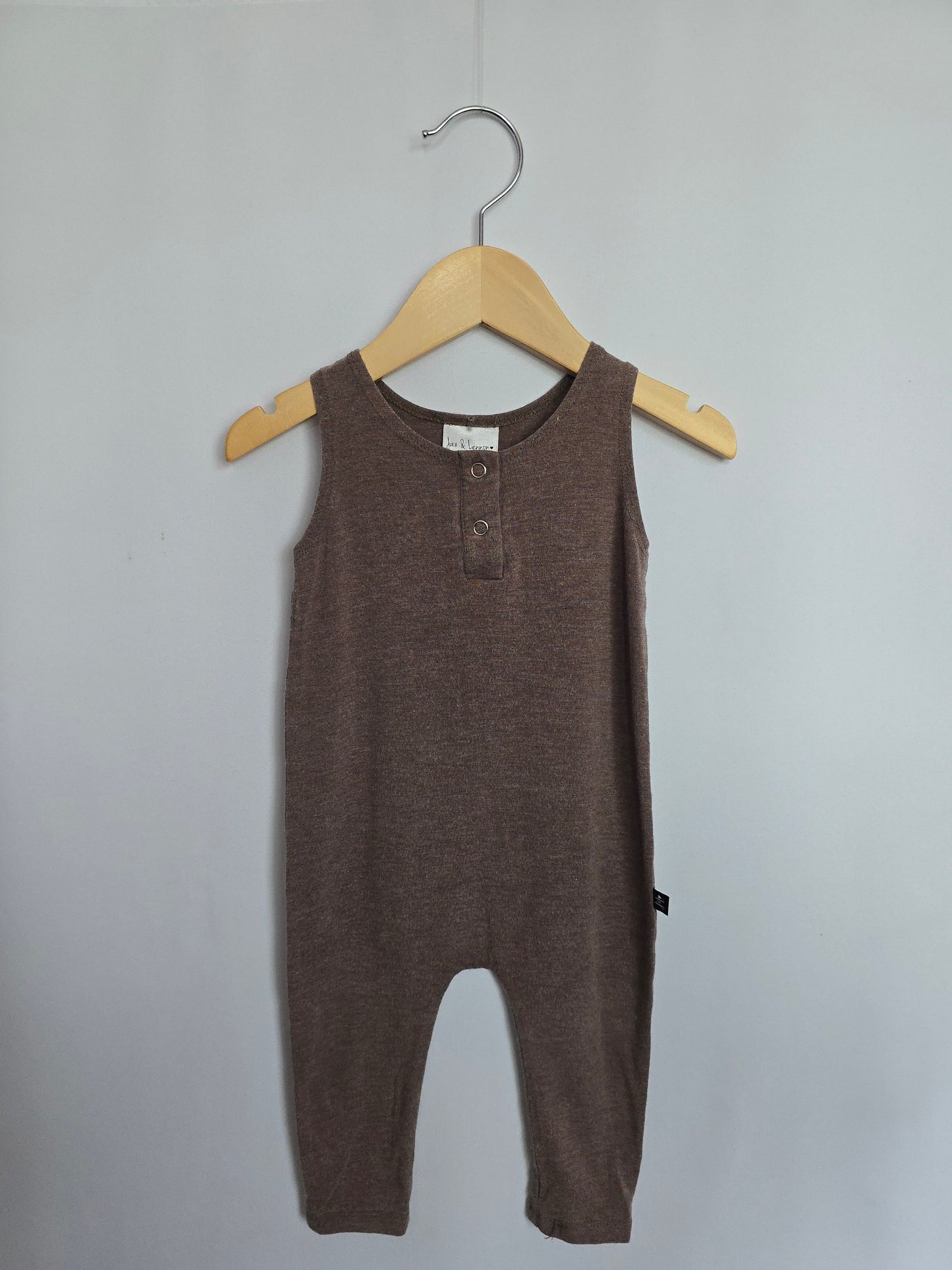 Jax & Lennon Chocolate Tank Romper • 6-12 months