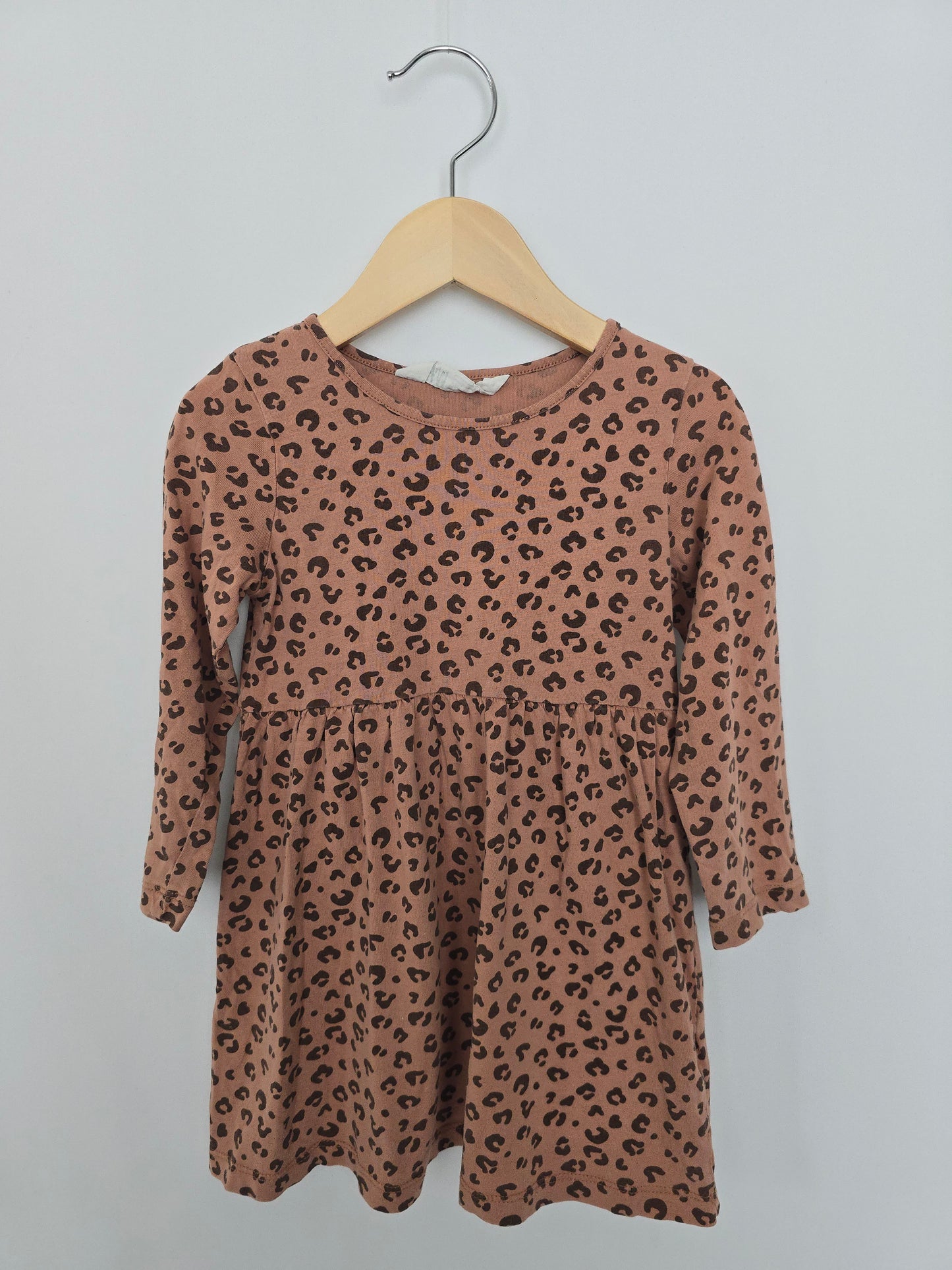 H&M Leopard Long Sleeve Dress • 2-4 years