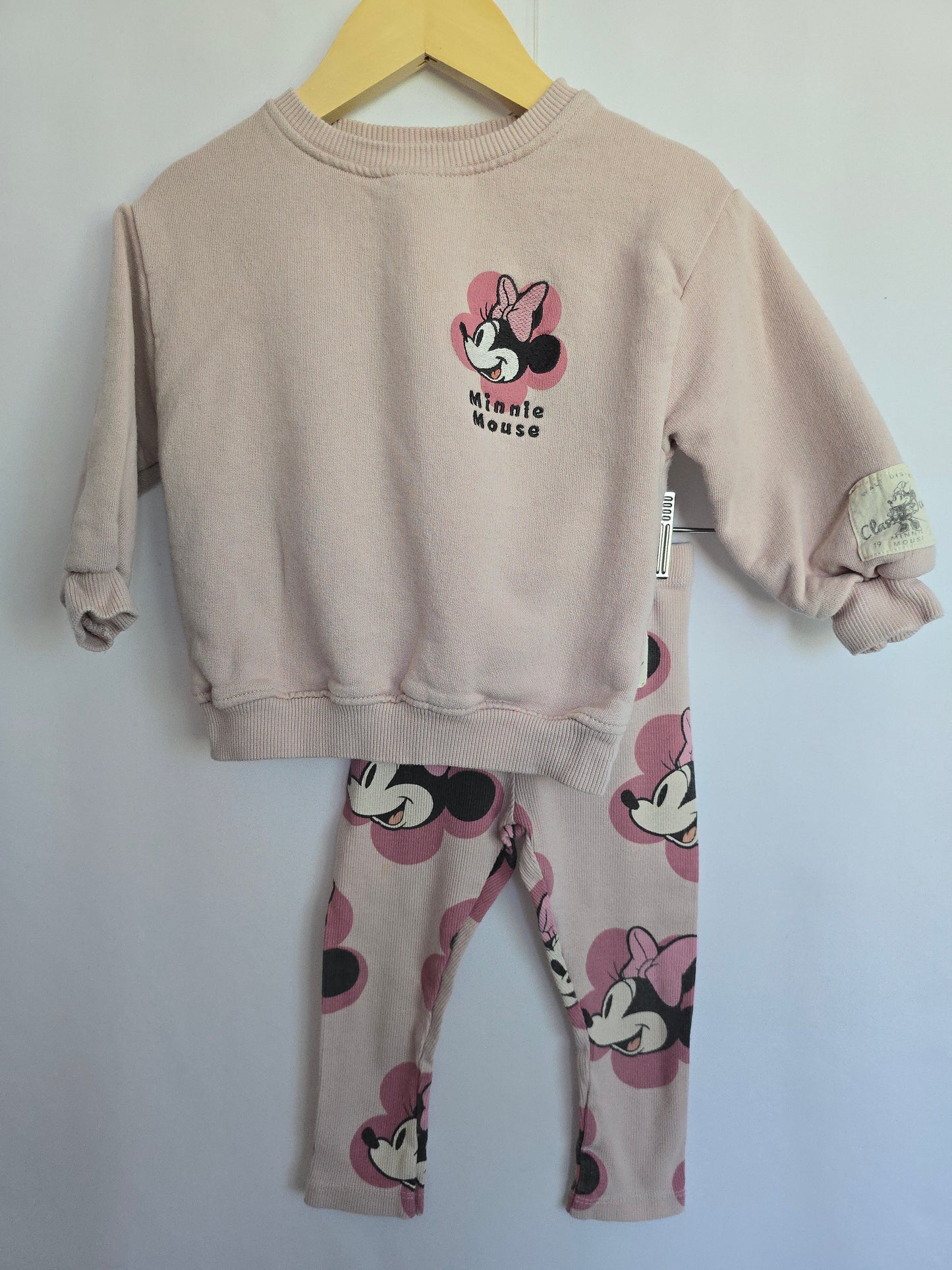 PLAY Zara Pink Minnie Crewneck & Leggings Set • 18-24 months