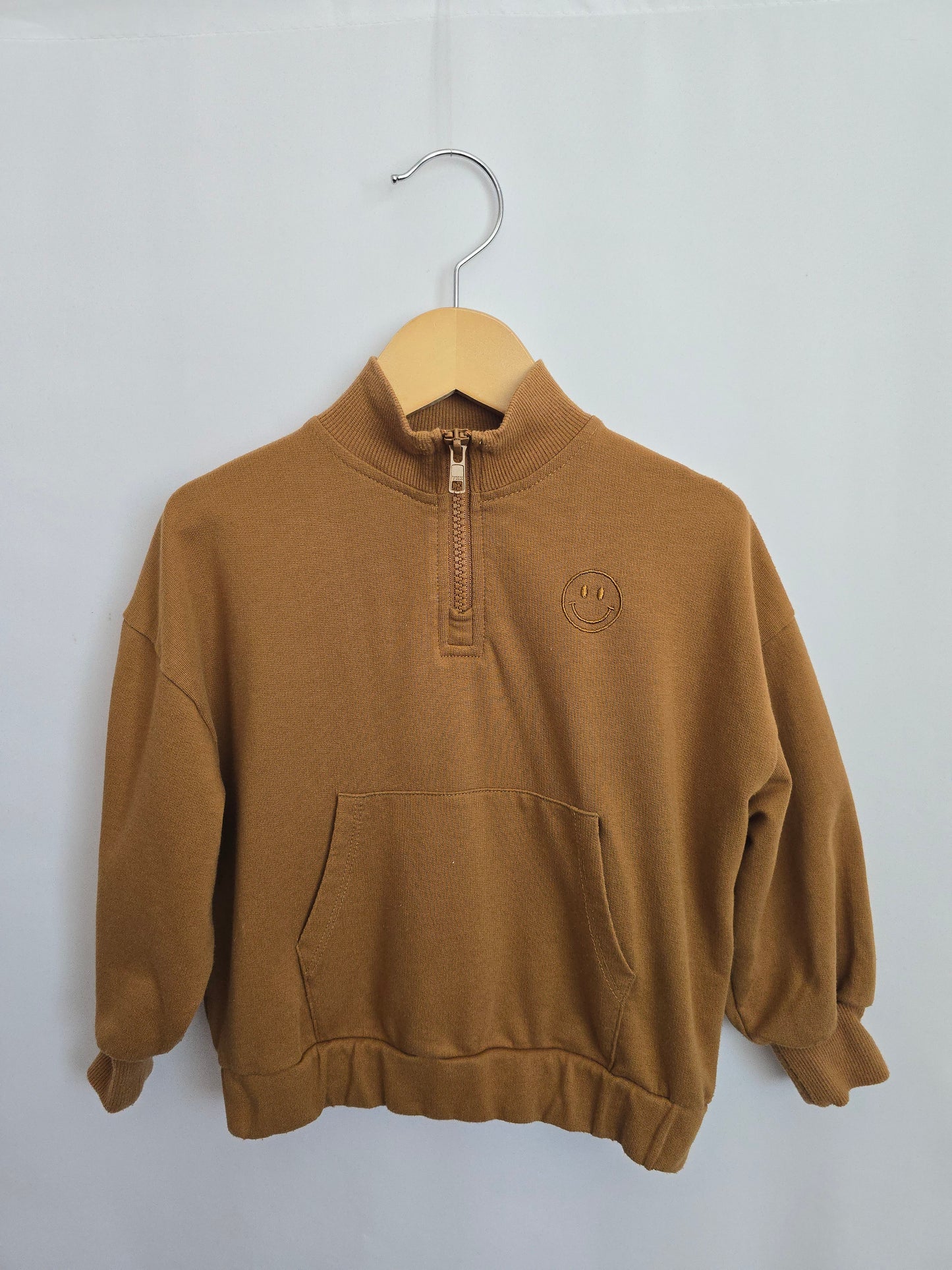 Rylee + Cru Camel Smiley 1/4 Zip • 2-3 years