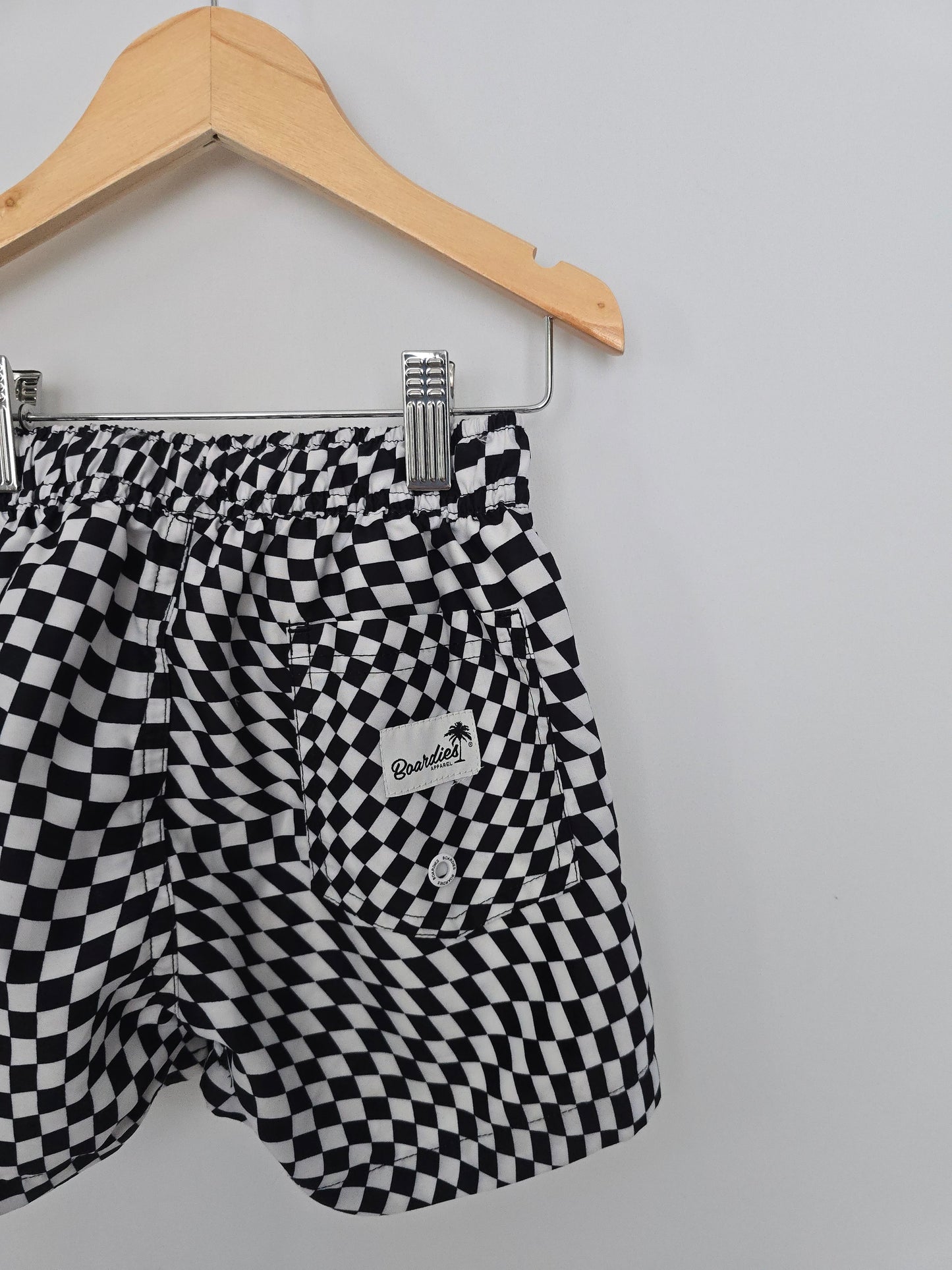 Boardies Apparel Black Check Swim Short • 3-4 years