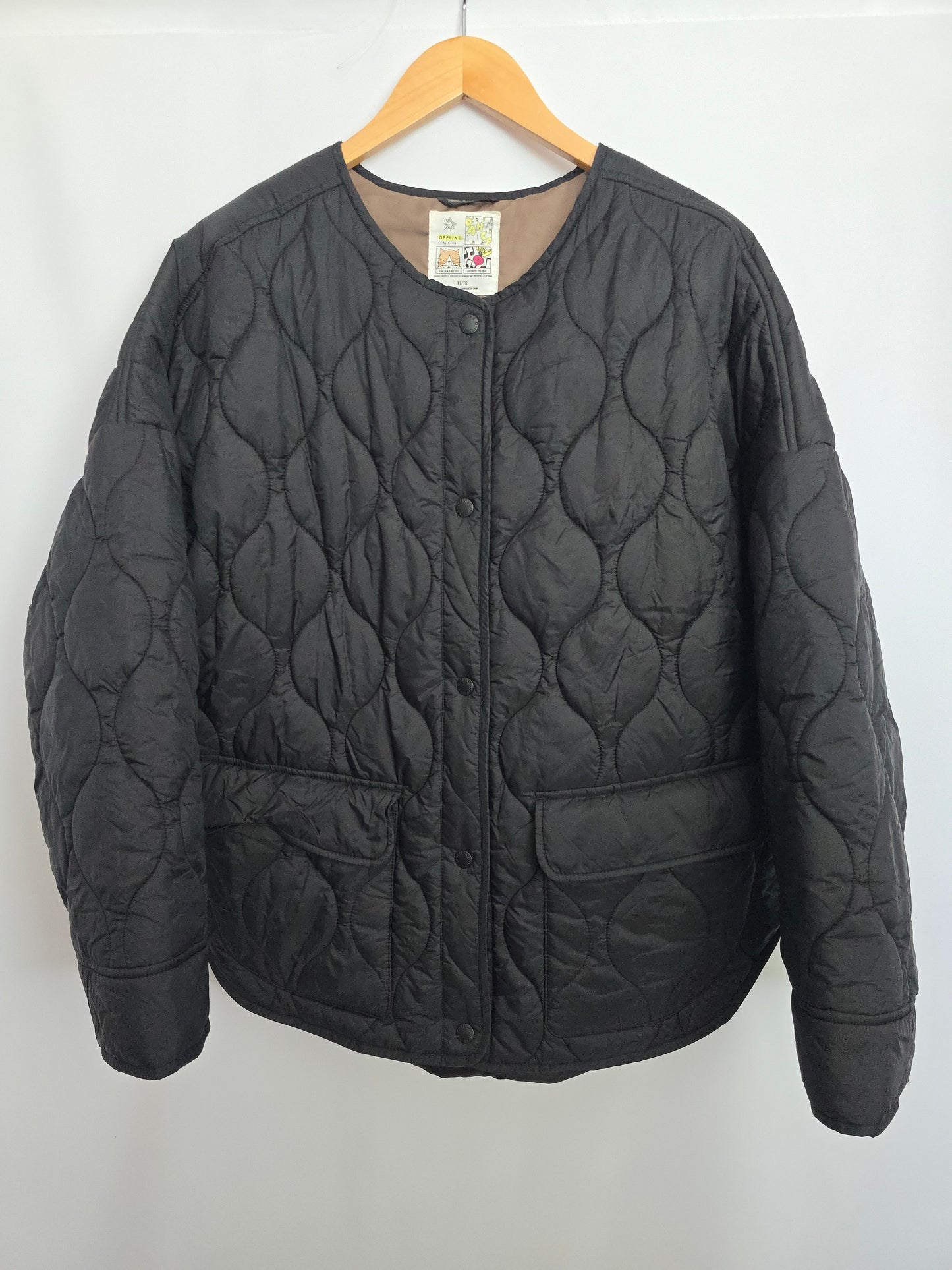 Aerie Black Quilted Puff Jacket • X-Large
