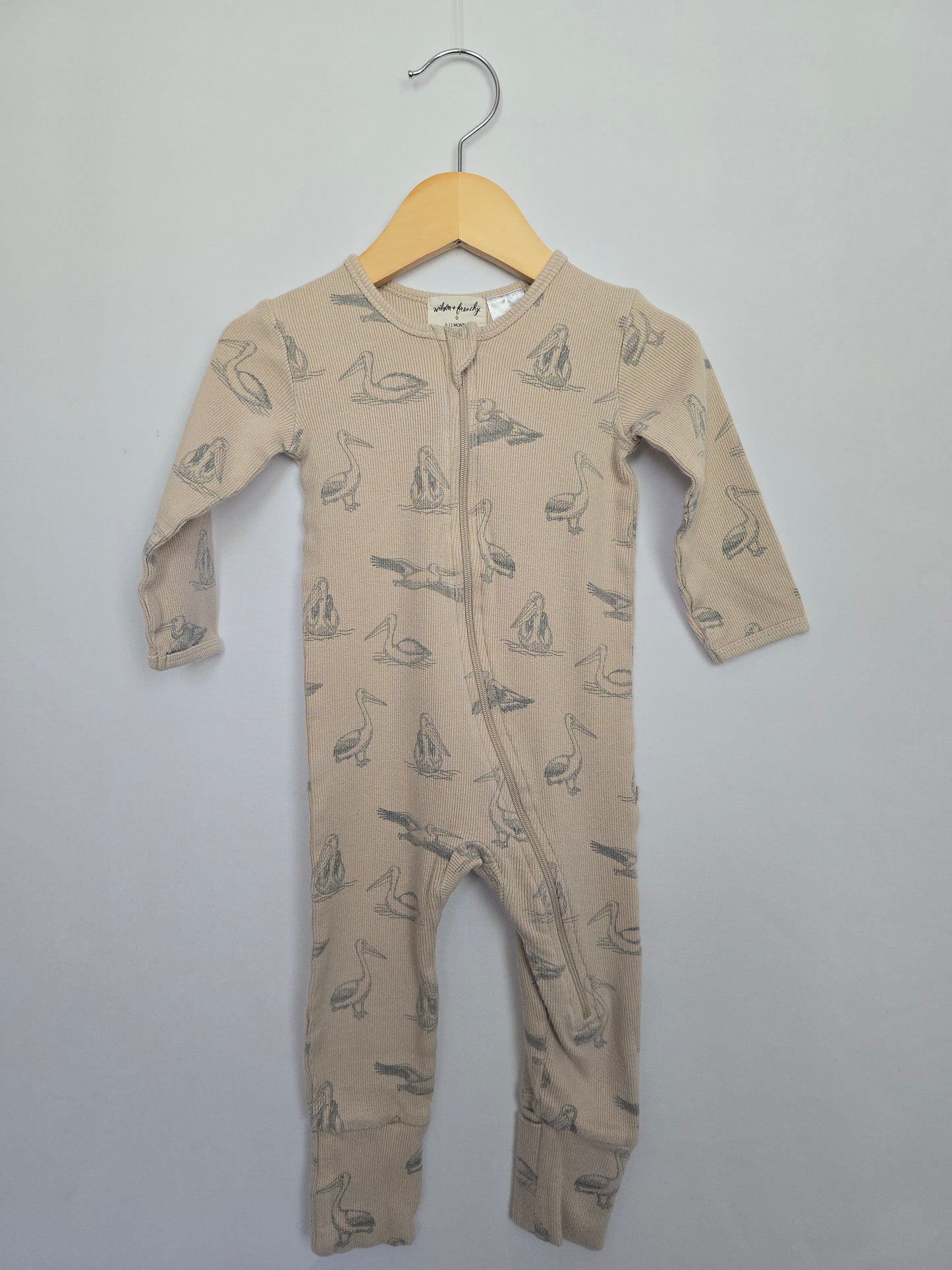 Wilson & Frenchie RIbbed Pelican Zip Romper • 6-12 months