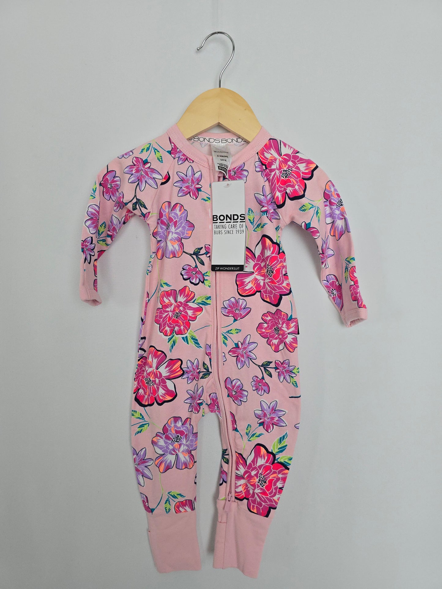 NEW Bonds Pink Floral Wondersuit • 3-6 months