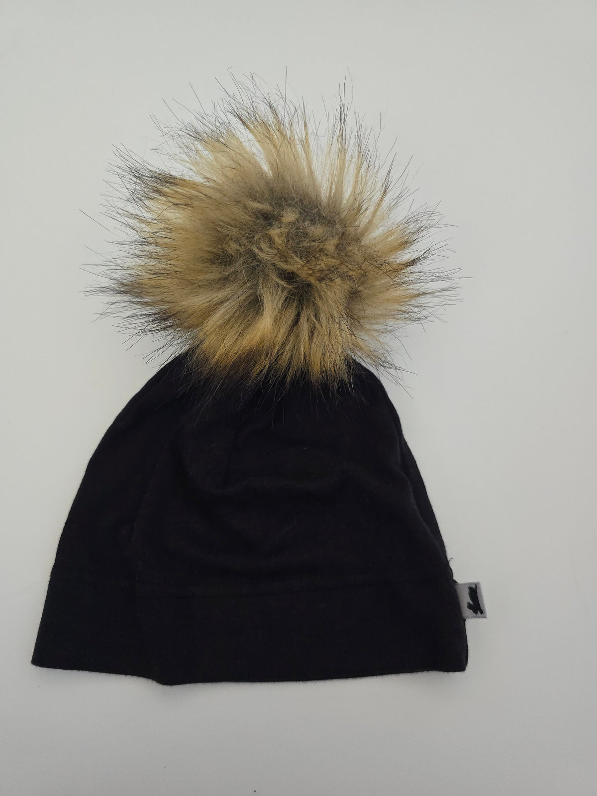 Little & Lively Black Beanie with Pom • 0-6 months