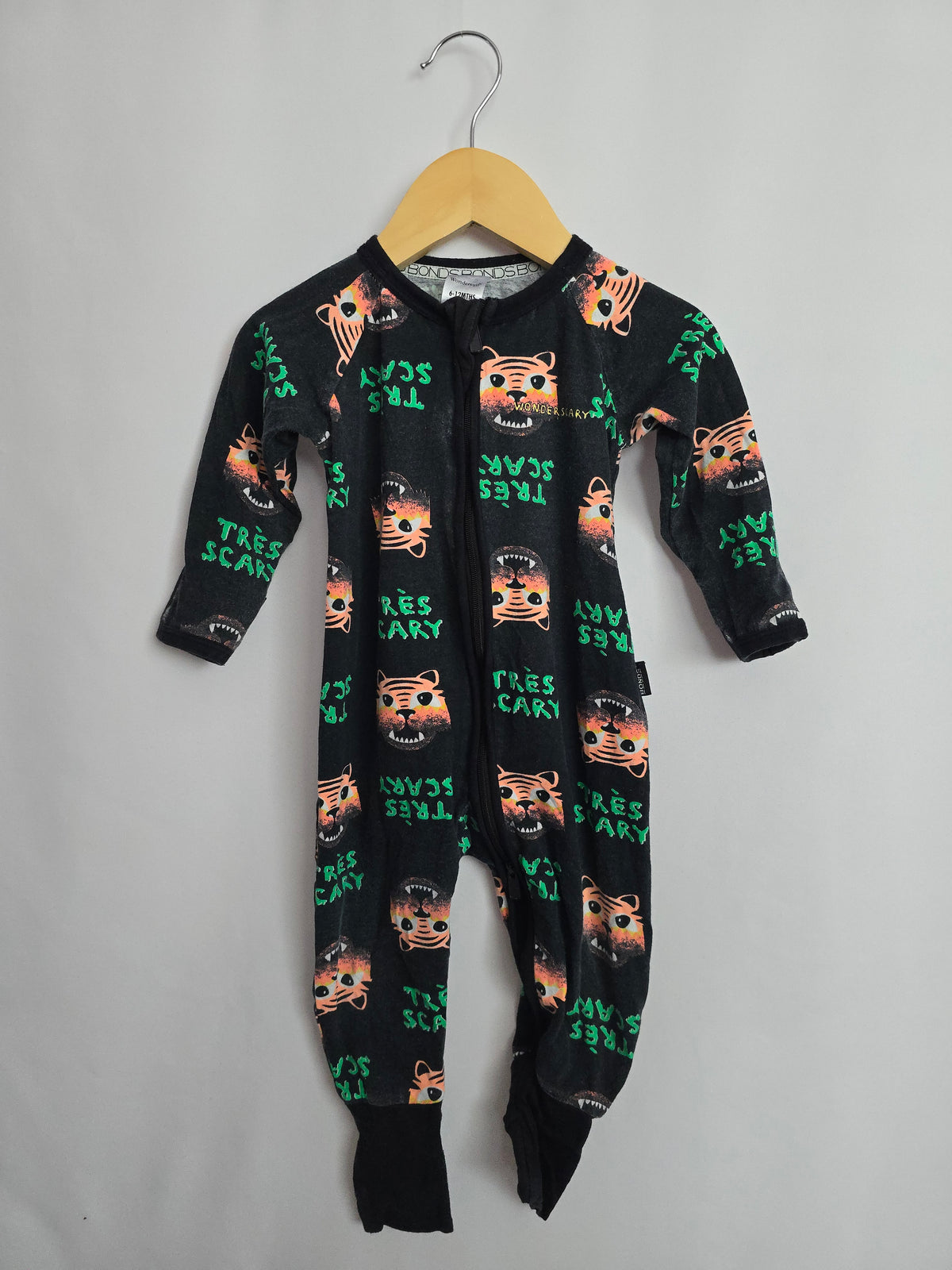 PLAY Bonds Wondersuit Black Tiger Tres Scary • 6-12 months