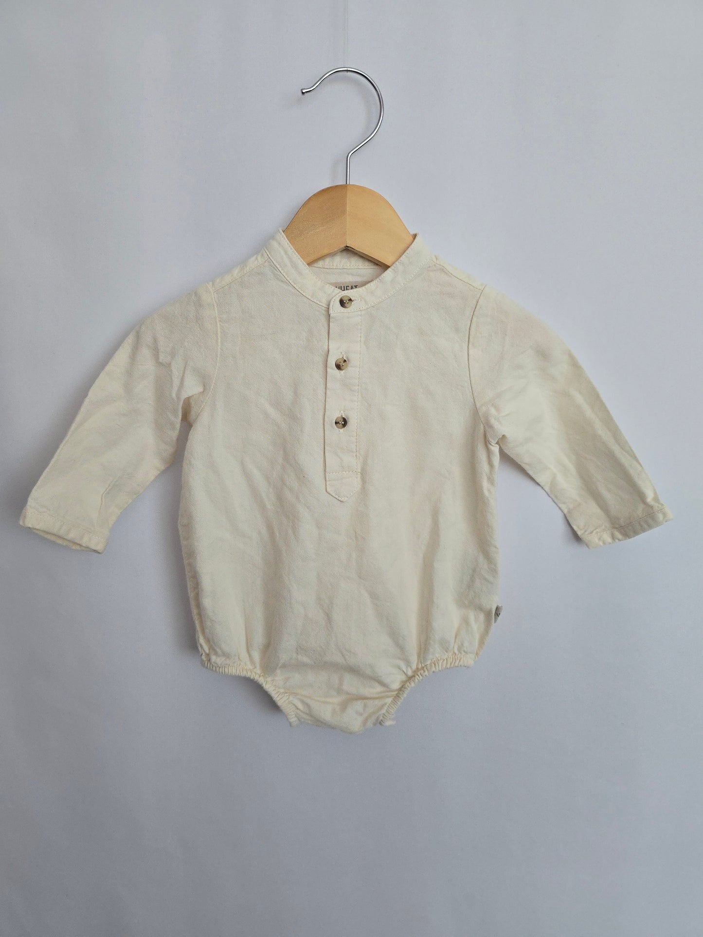 Wheat Cream Button Bodysuit • 6 months