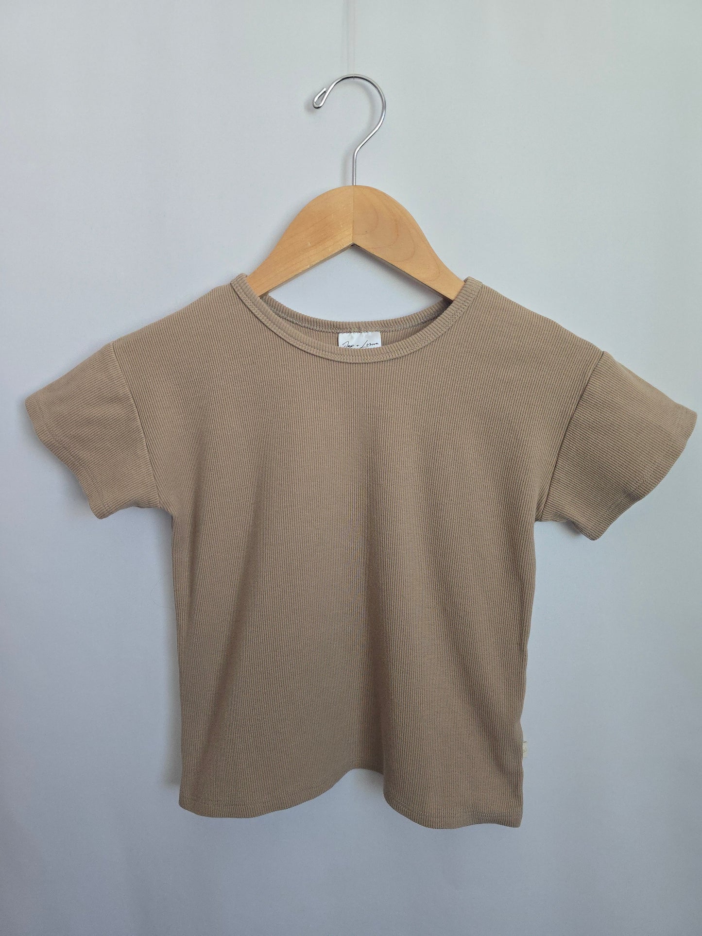 Jax & Lennon Oak Ribbed Boxy Tee • 3-4 years