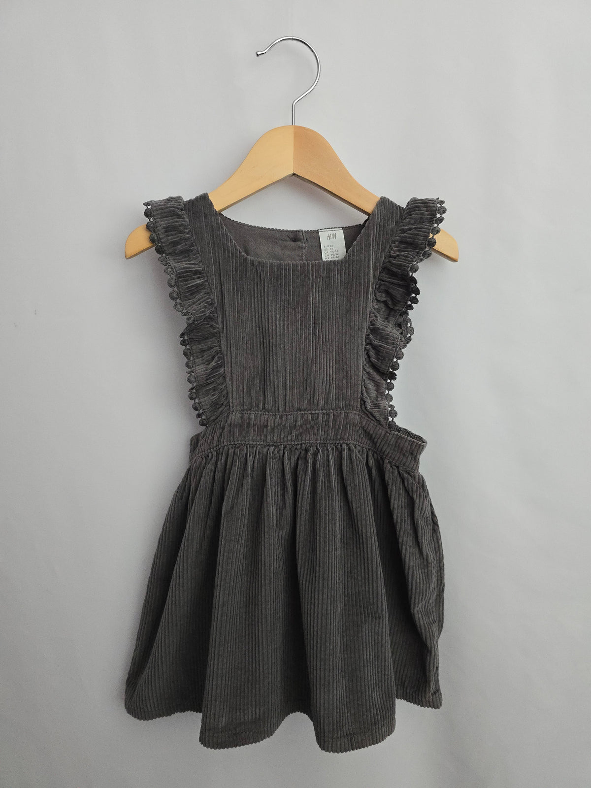 H&M Dark Grey Cord Jumper Dress • 18-24 months