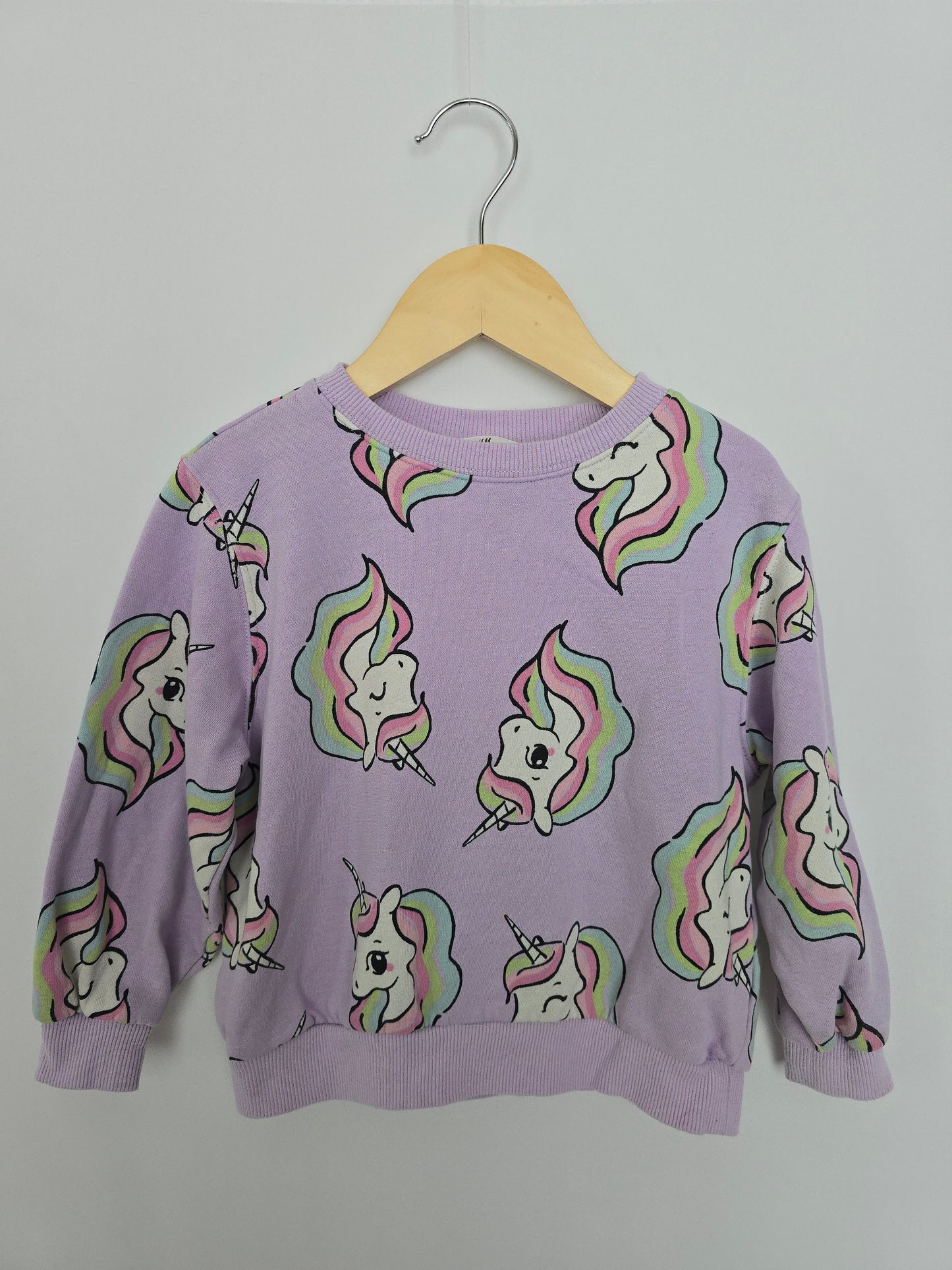 H&M Purple Unicorn Crew • 2-4 years