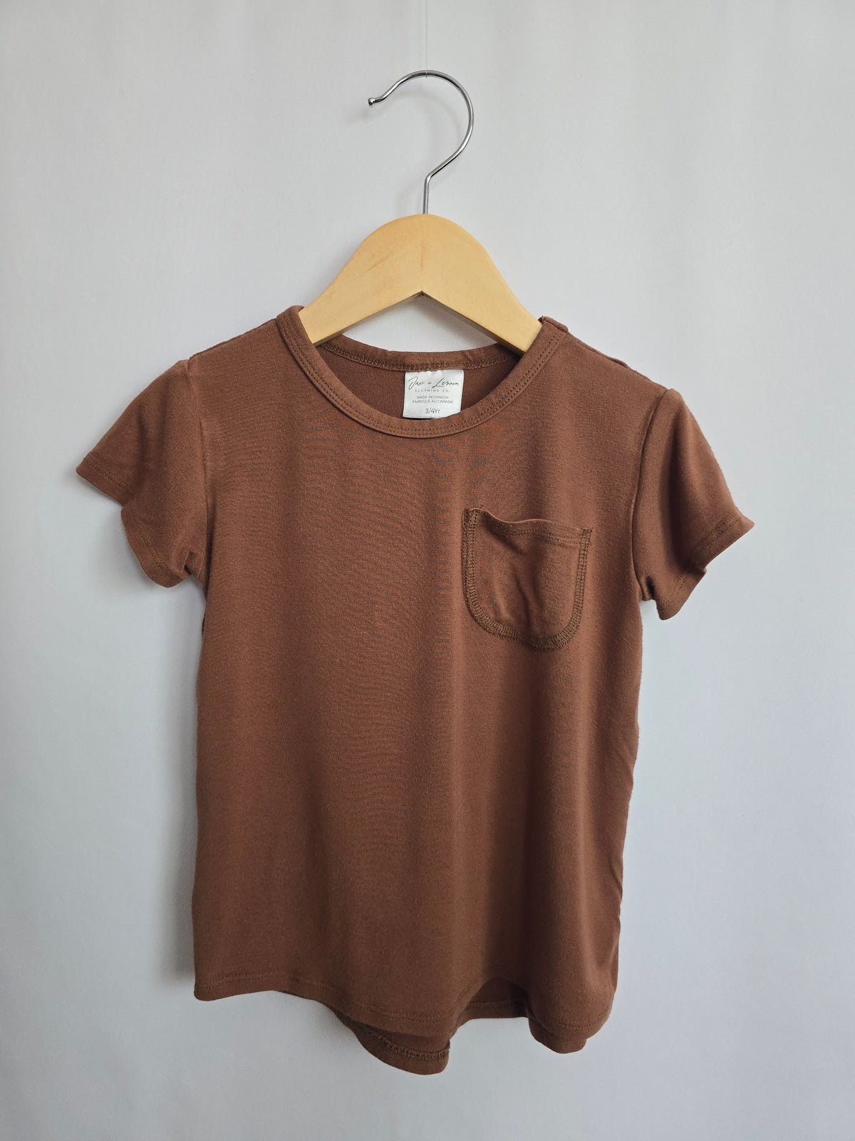 Jax & Lennon Brown Pocket Tee • 3-4 years