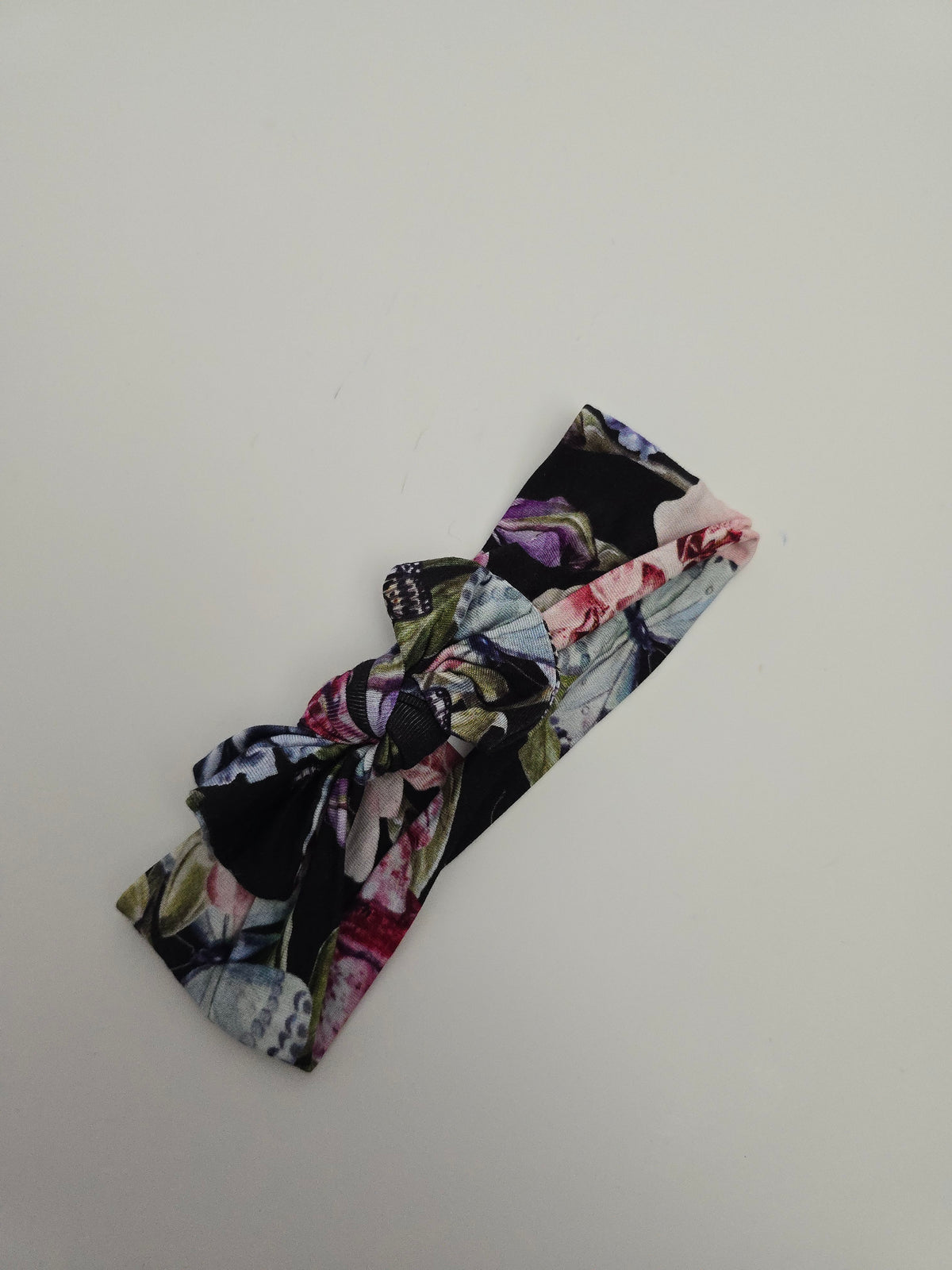 Posh Peanut Black Floral Small Bow Headband