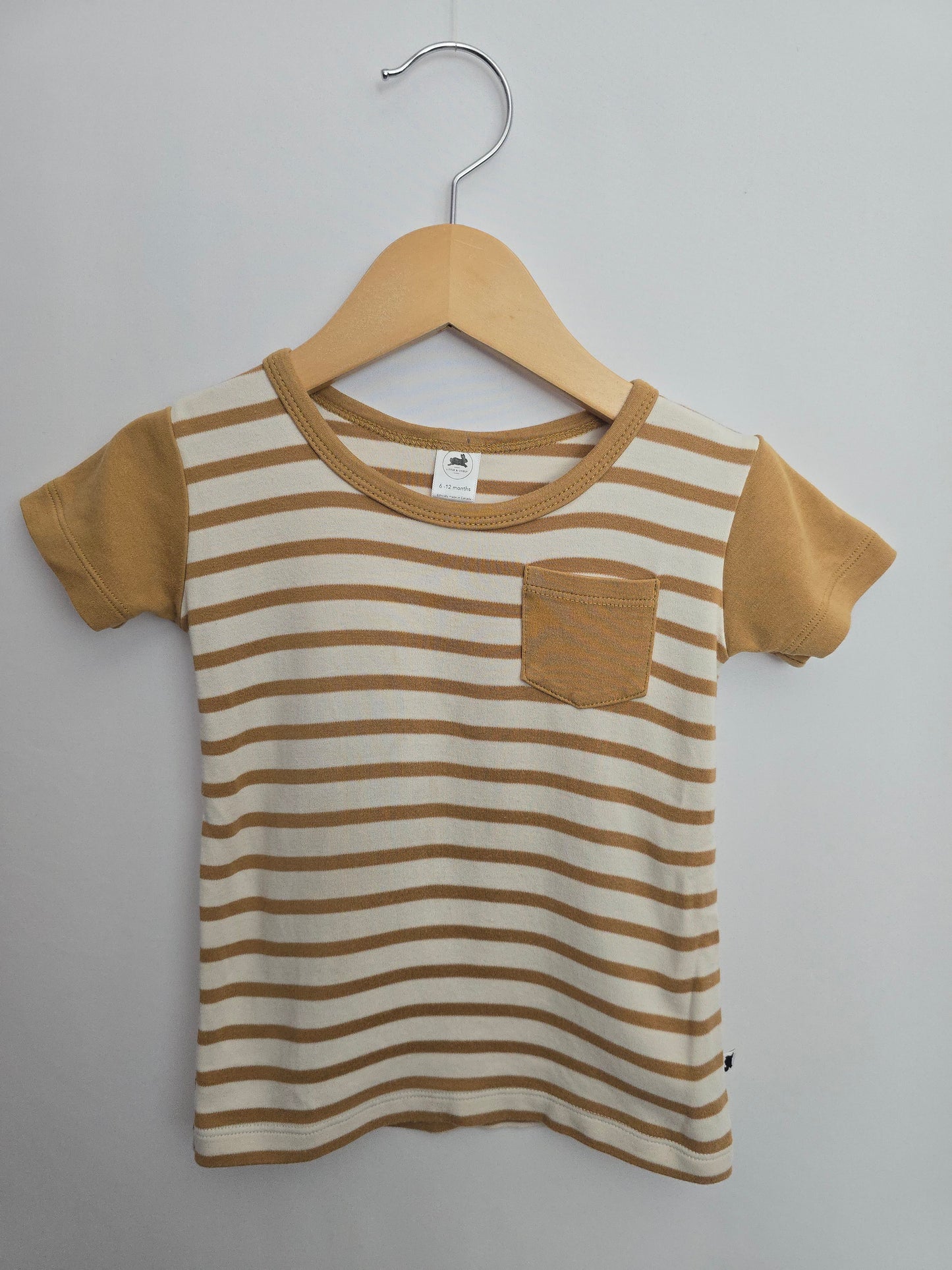 Little & Lively Camel Stripe Tee • 6-12 months