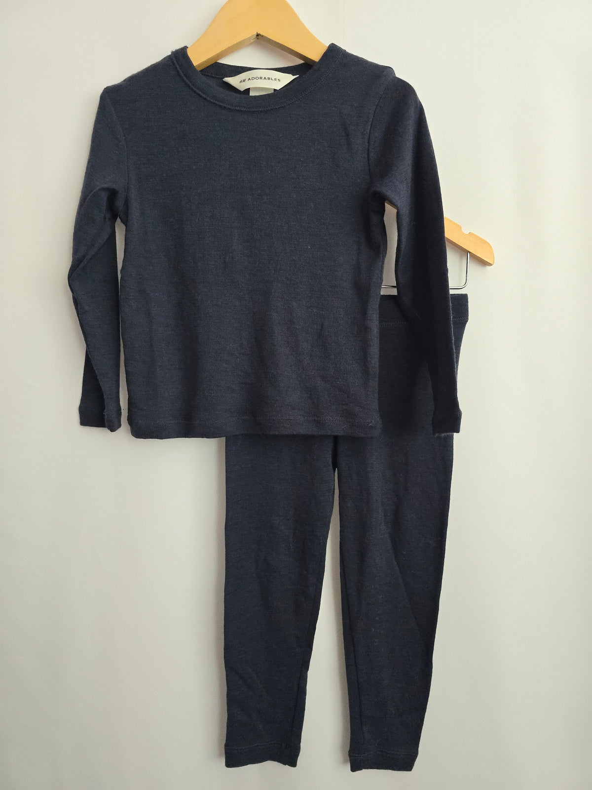 H&M Adorables Navy Wool Jersey Base Layer Set • 2-3 years