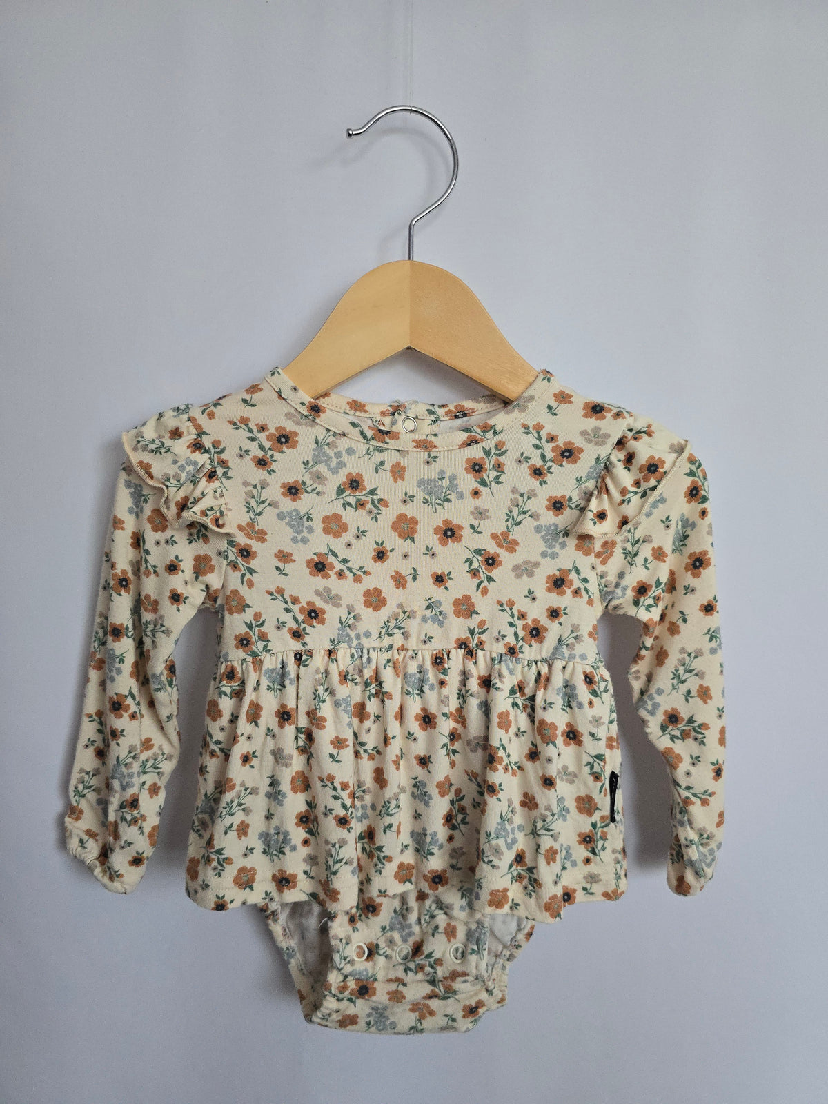 Belan J Cream Floral Twirl Dress with Bodysuit • 0-3 months