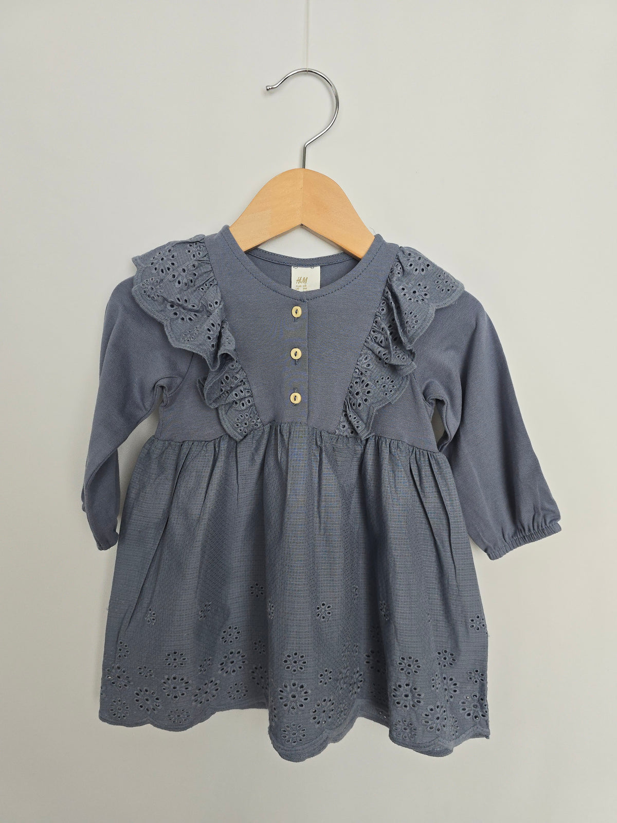 H&M Blue Eyelet Dress • 4-6 months