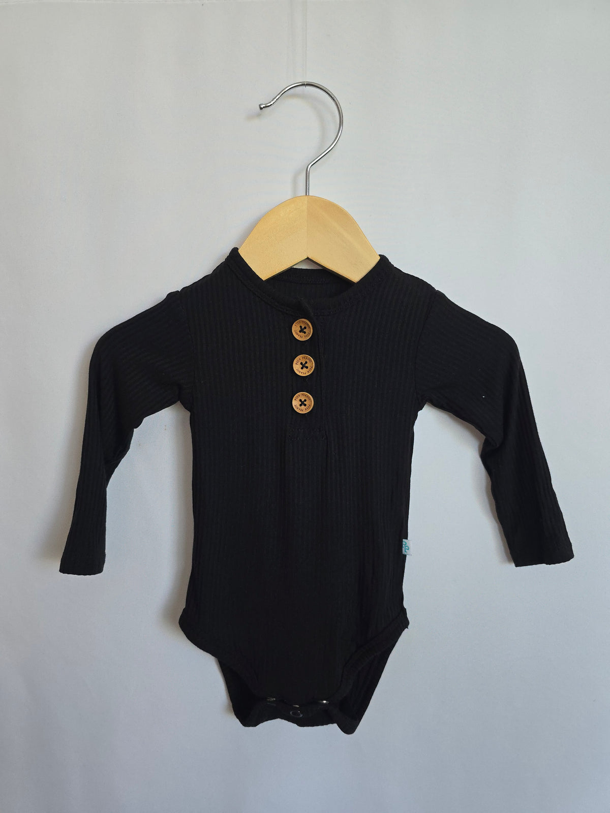 Posh Peanut Black Ribbed Bodysuit • 0-3 months