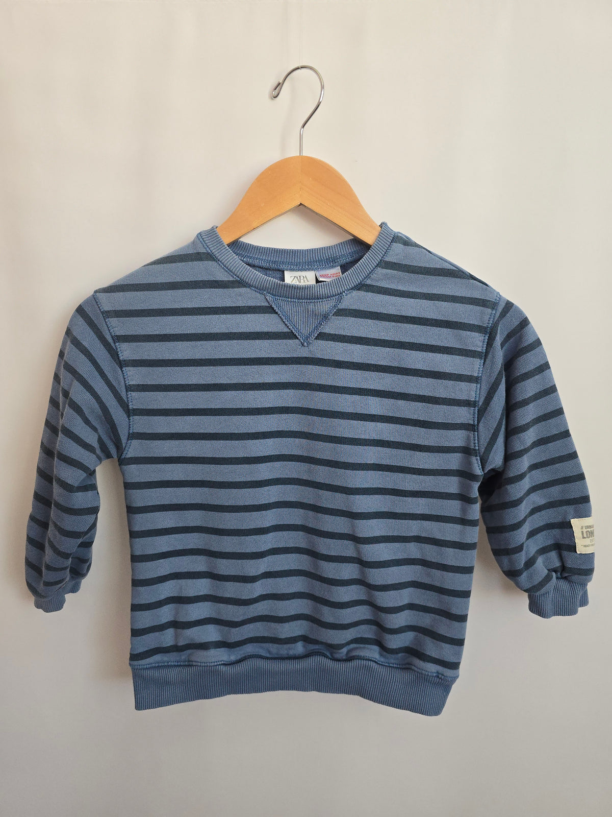 Zara Blue Stripe Crewneck • 6 years