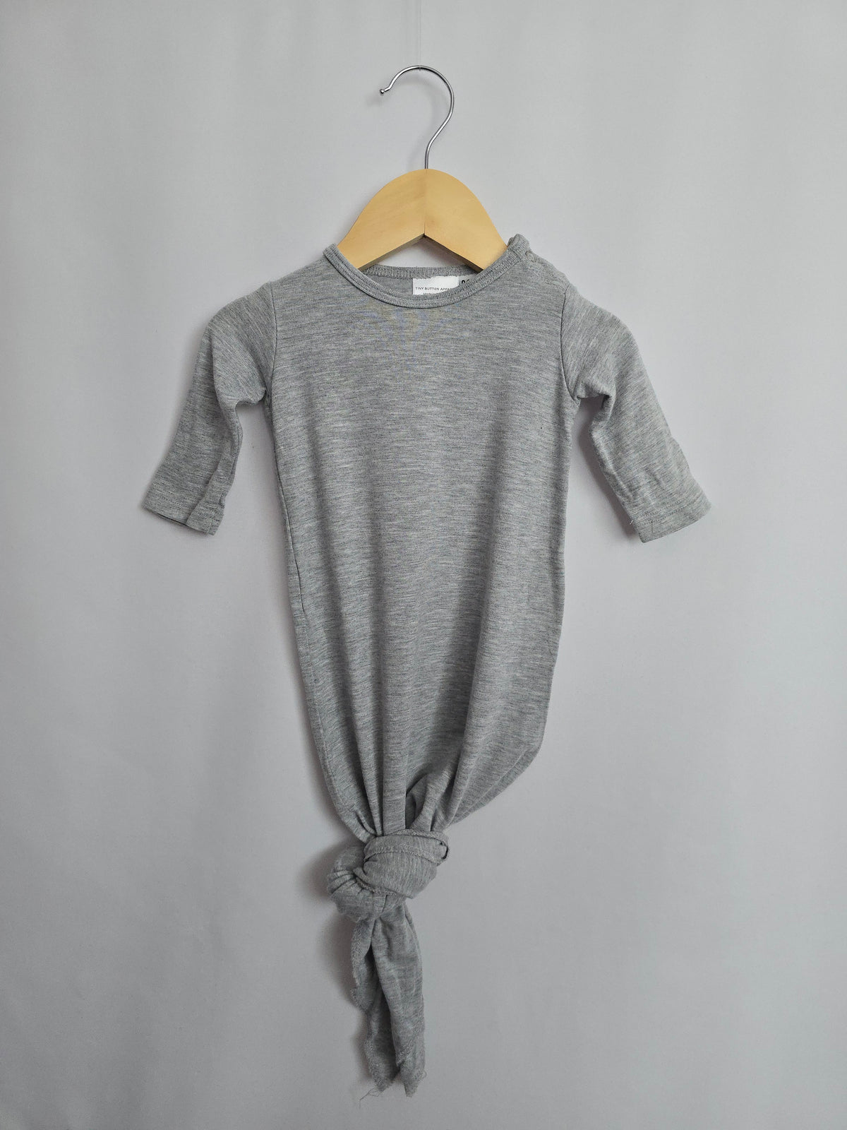 Tiny Button Apparel Grey Knotted Gown • 0-3 months