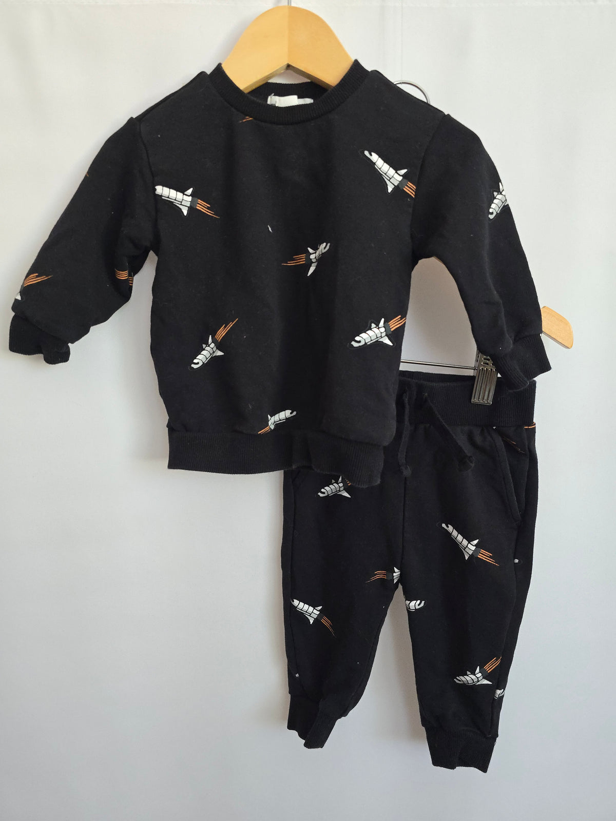 Miles The Labe; Rocket Ship Crewneck & Joggers Set • 3 months