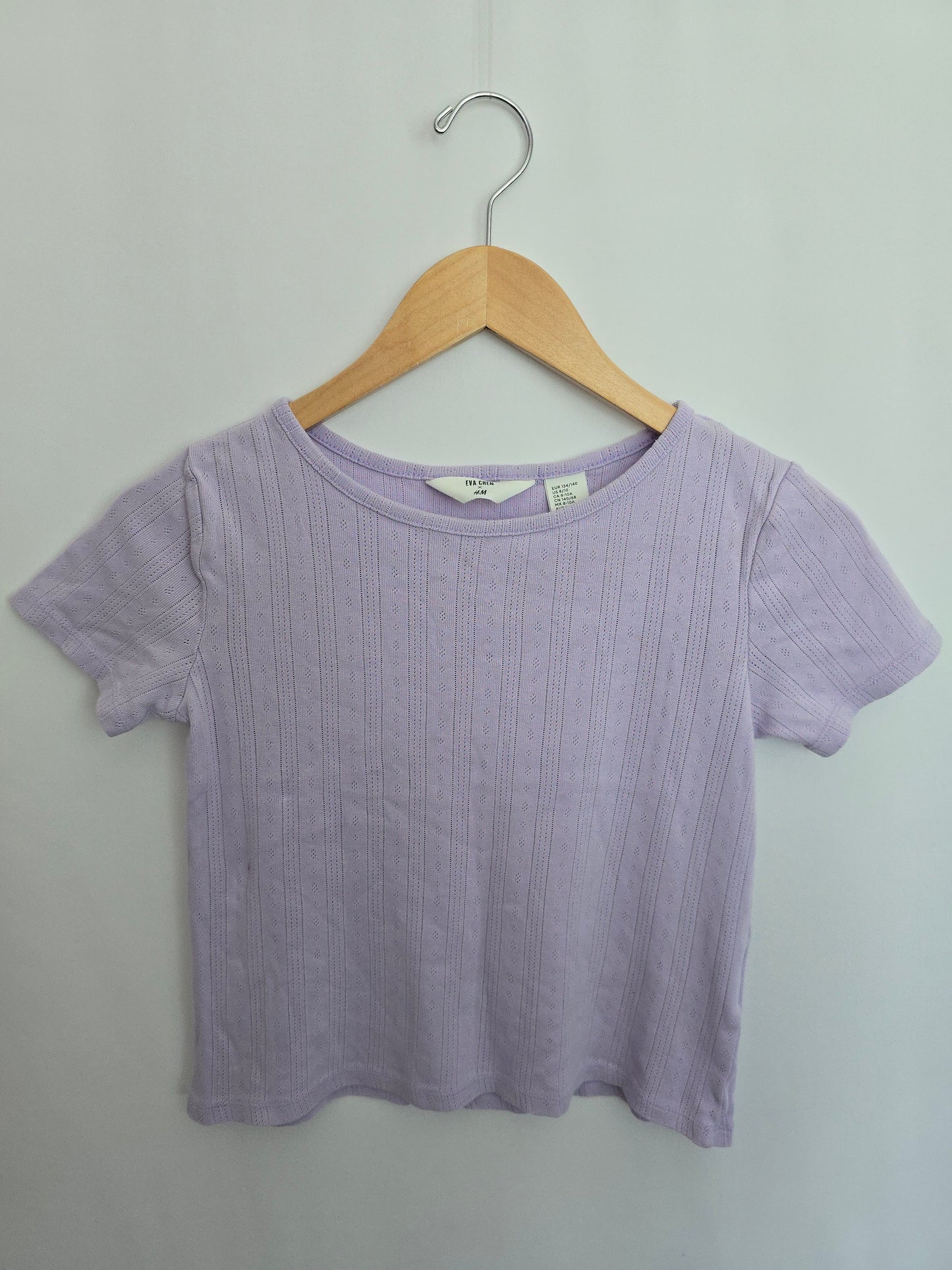 H&M Purple Pointelle Tee • 8-10 years