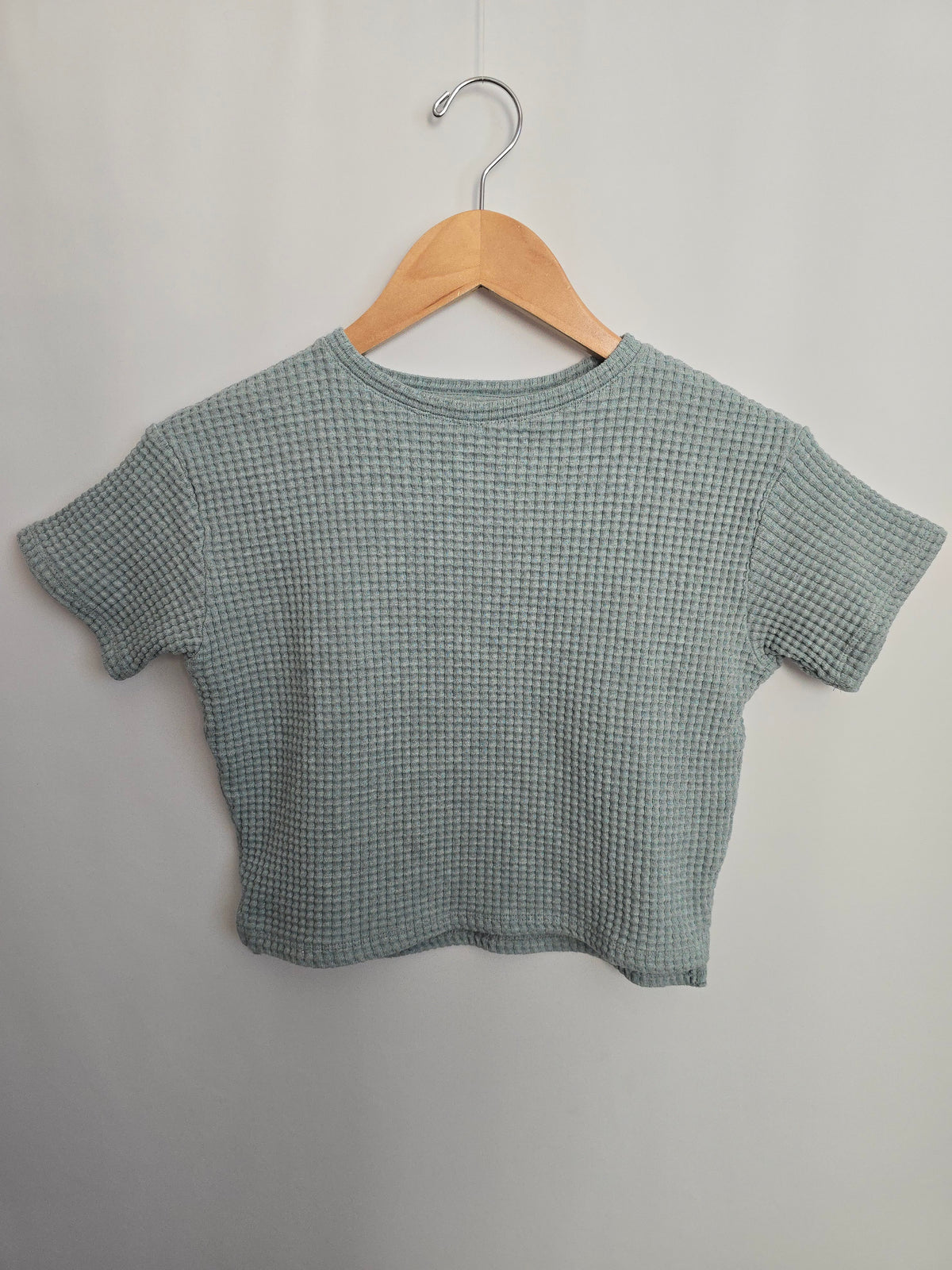 H&M Blue Waffle Boxy Tee • 4-5 years