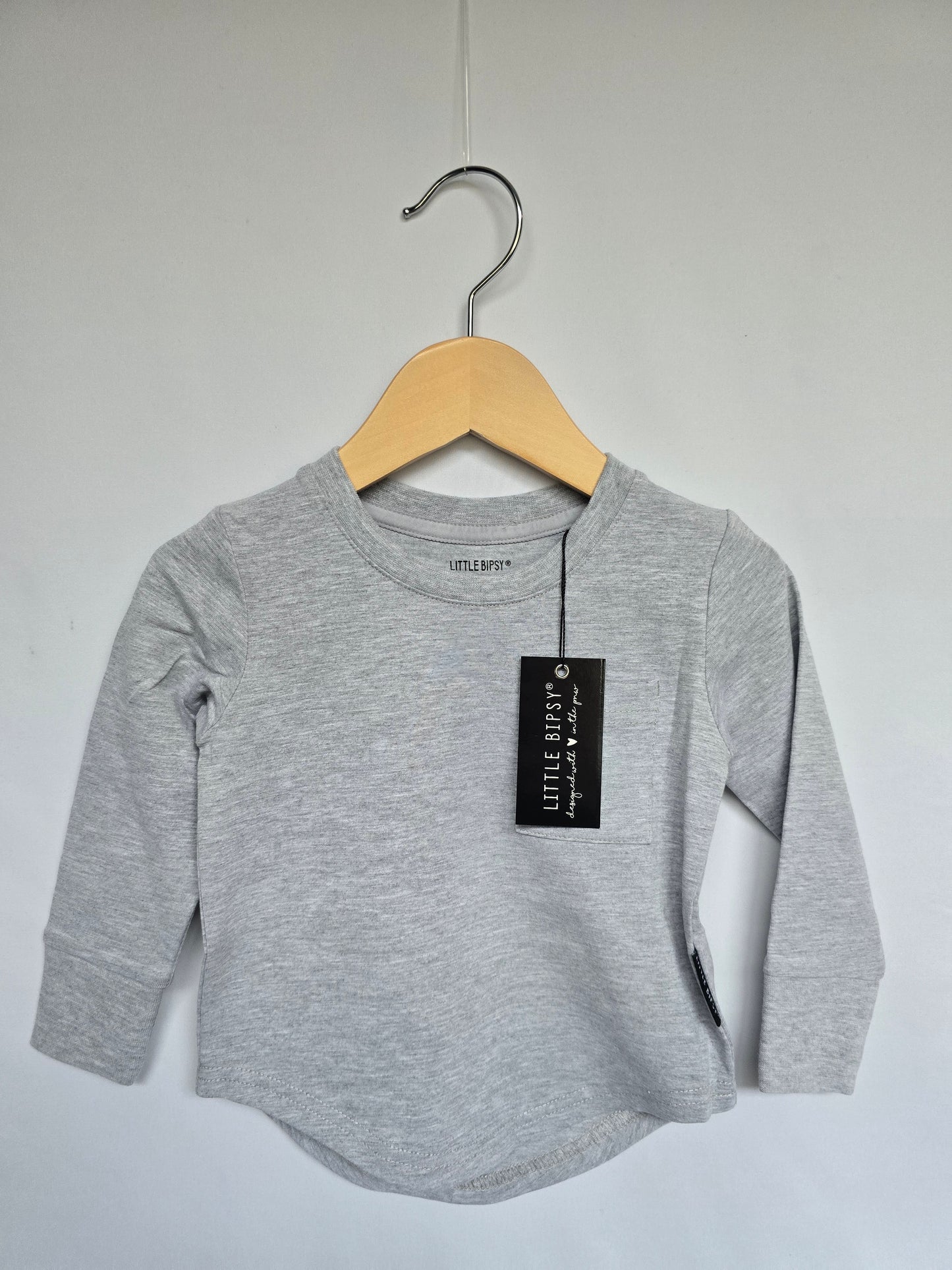 NEW Little Bipsy Grey Raglan Shirt • 12-18 months