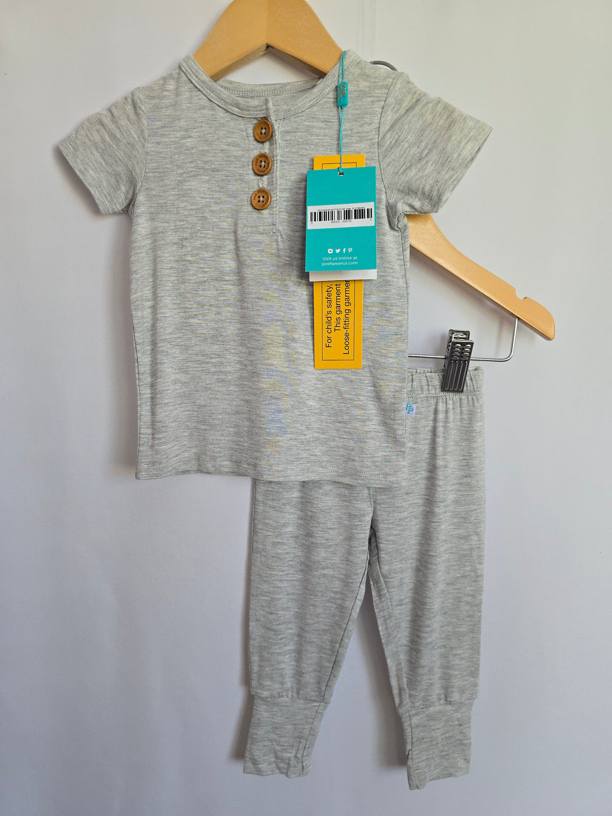 NEW Posh Peanut Grey Tee & Jogger Set • 6-12 months