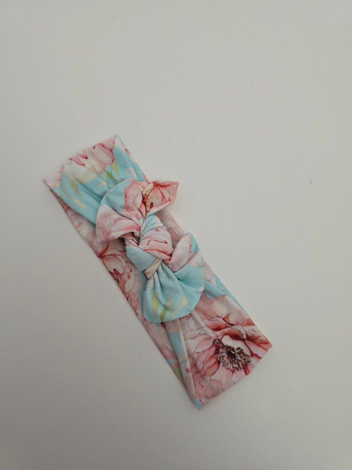 Posh Peanut Light Blue Floral Small Bow Headband