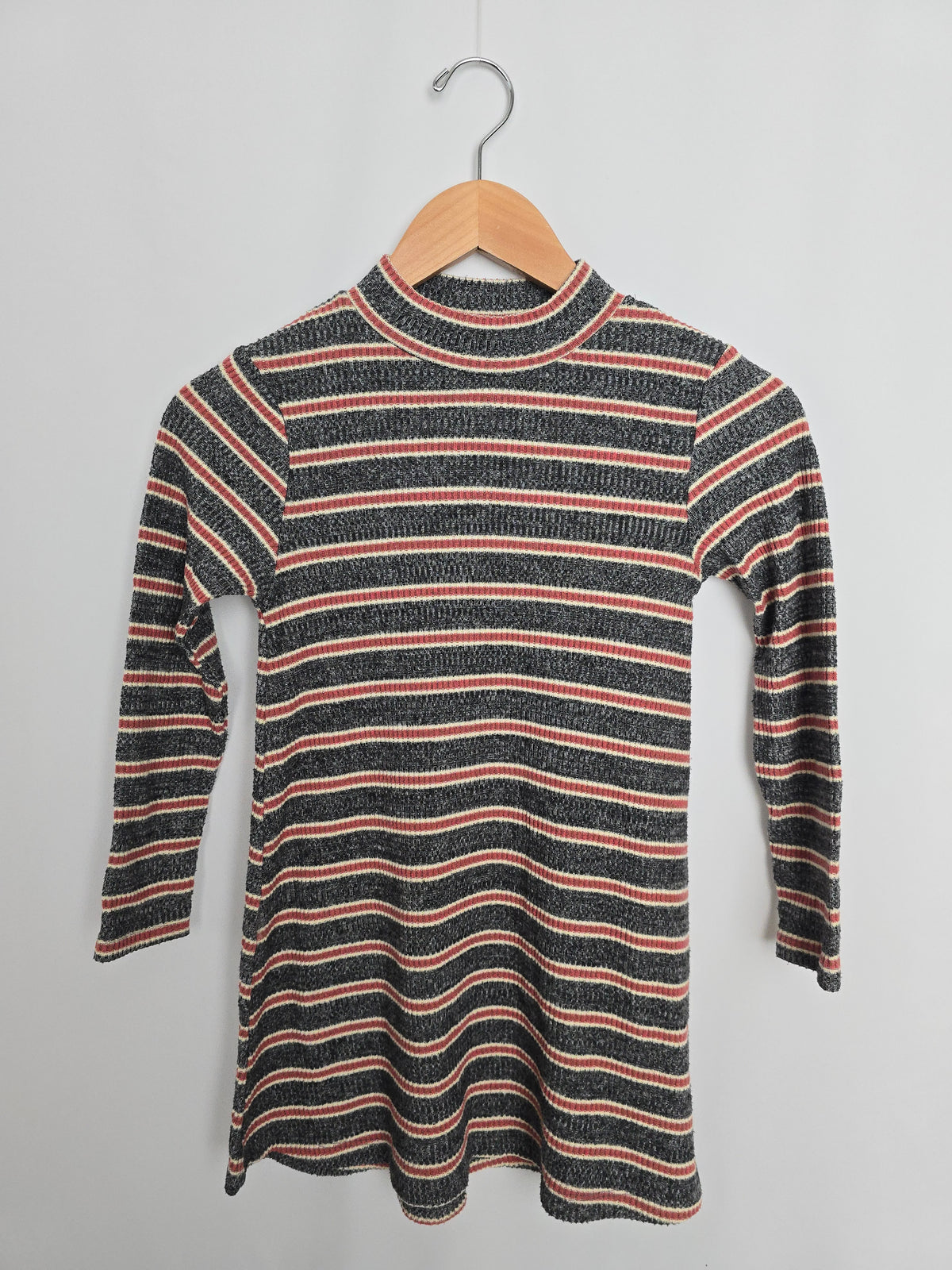 Zara Mock Neck Soft Knit Striped Dress • 9 years