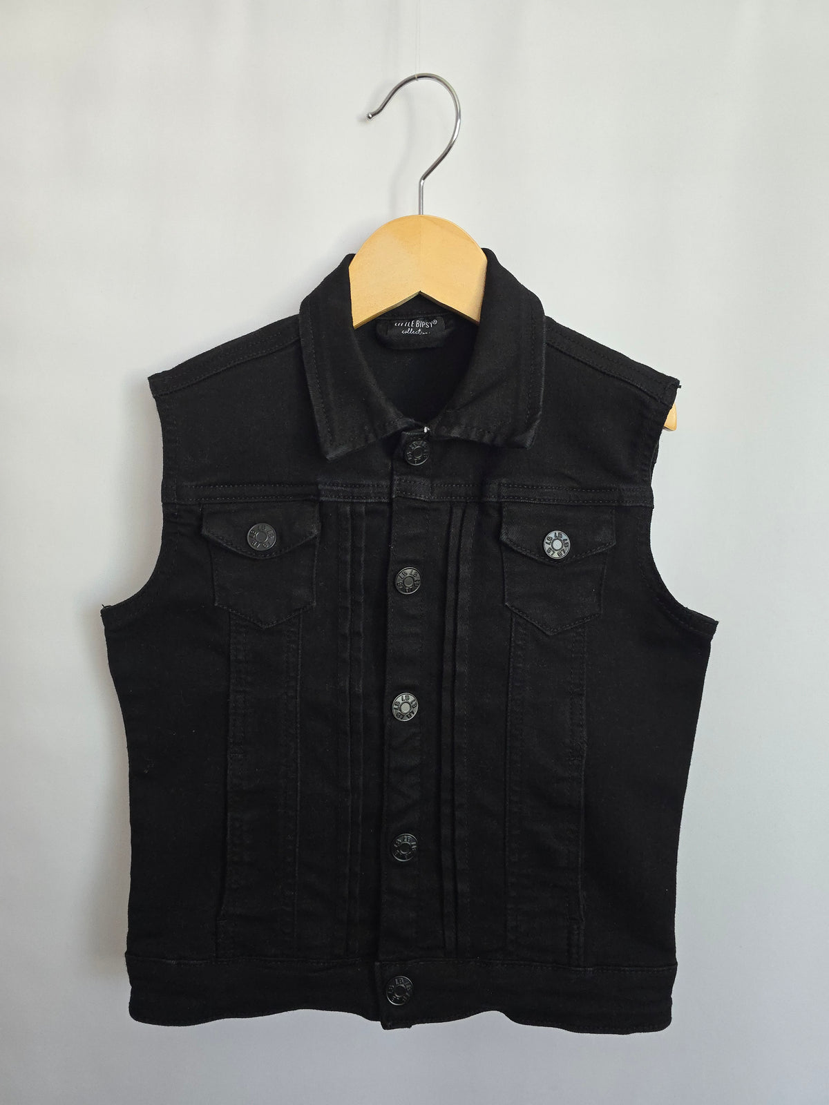 Little Bipsy Black Denim Vest • 2-3 years
