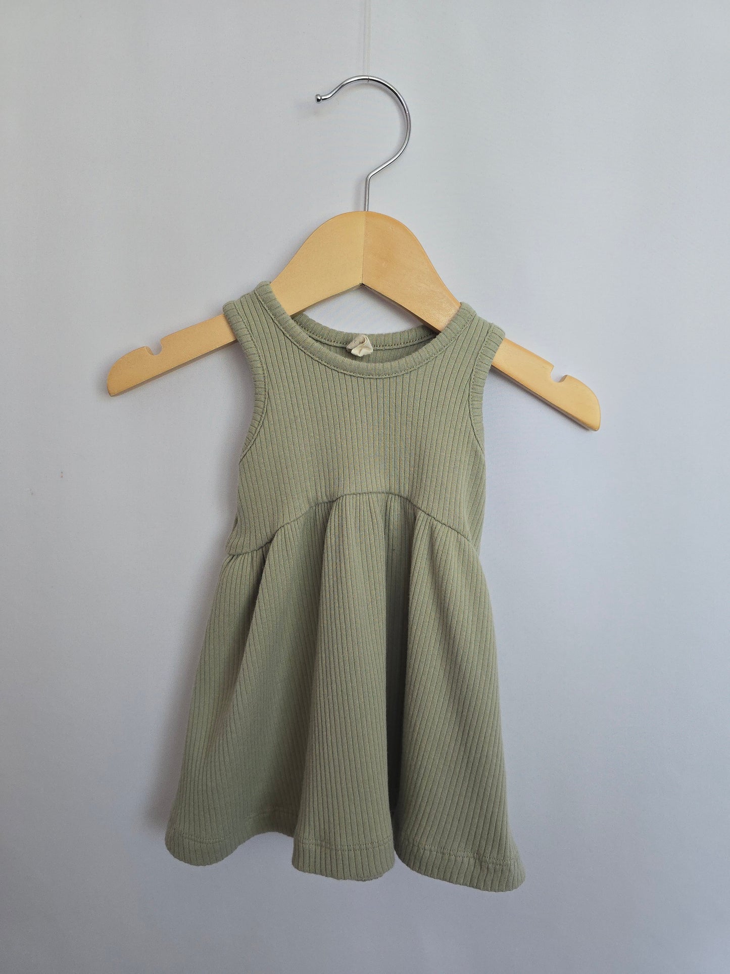 Quincy Mae Pistachio Ribbed Tank Dress • 3-6 months