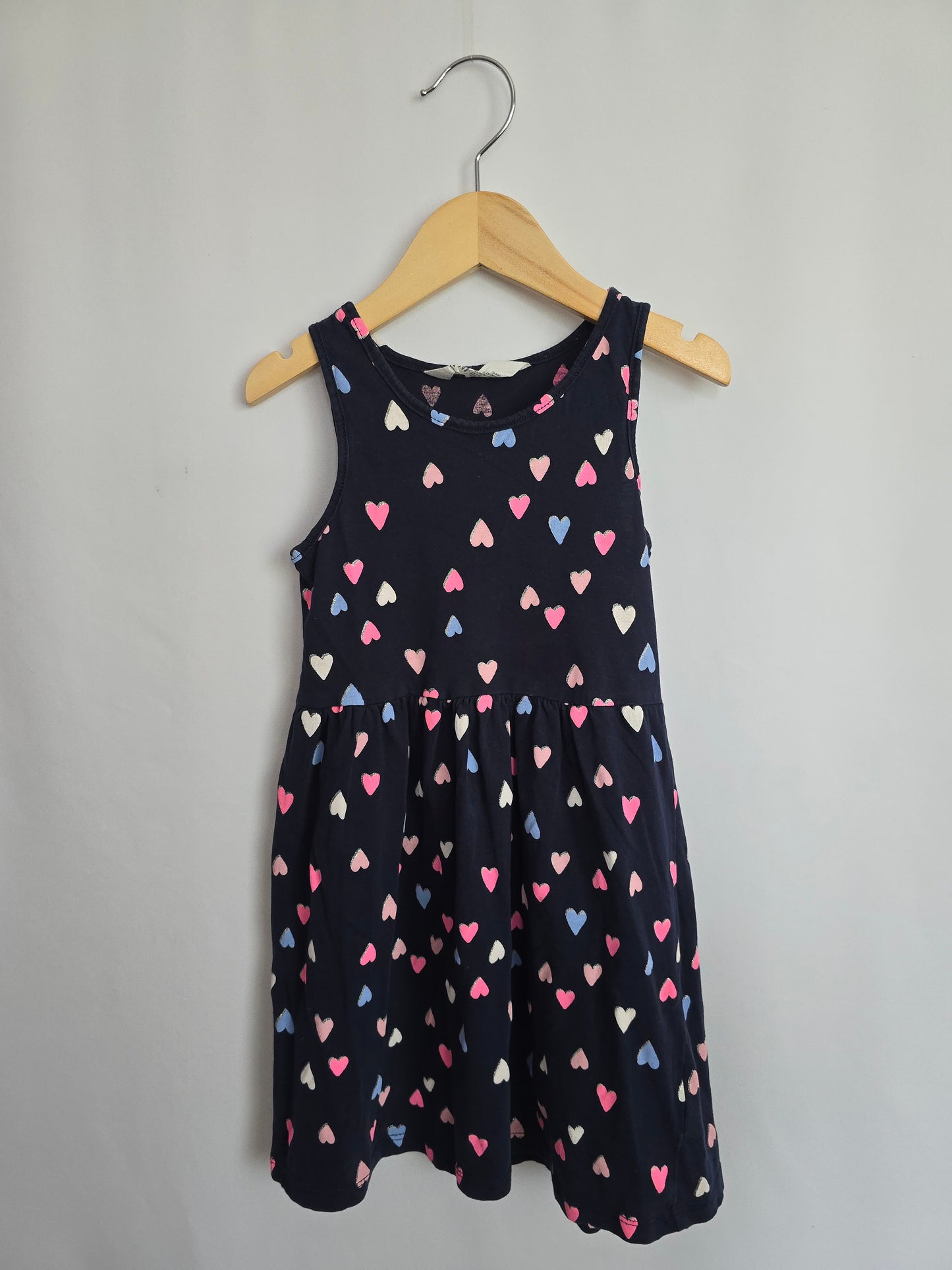 H&M Navy Hearts Tank Dress • 4-6 years