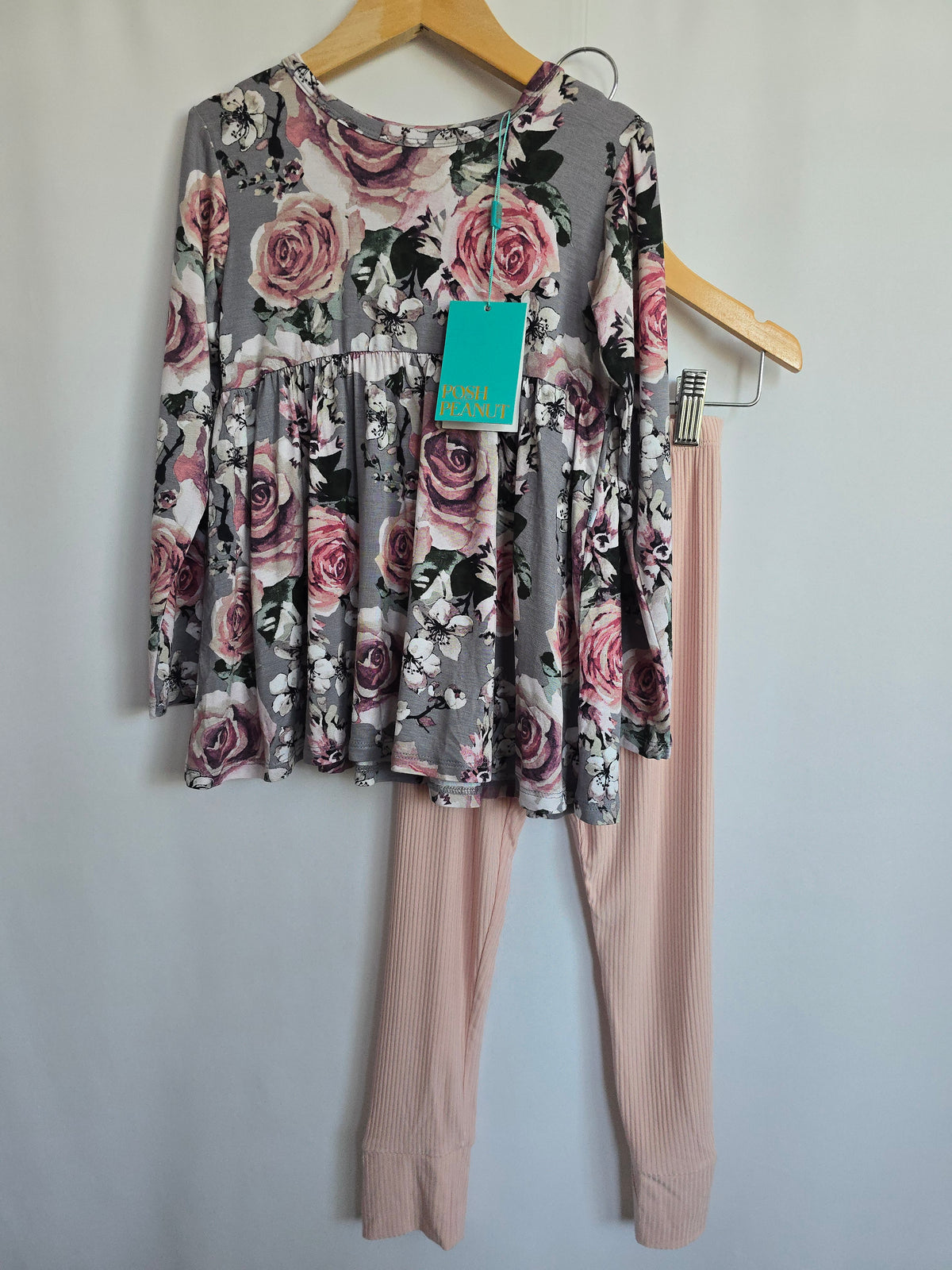 NEW Posh Peanut Purple Gray Twirl Top & Leggings Set • 6 years