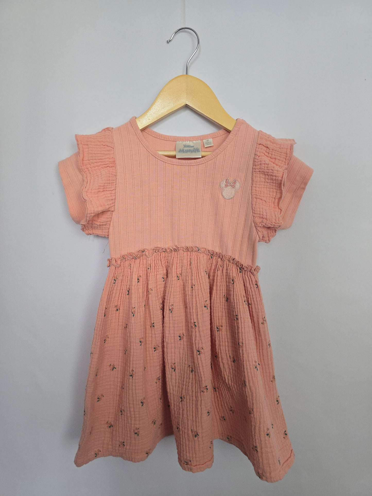 Disney Jr. Minnie Coral Ruffle Empire Dress • 4 years