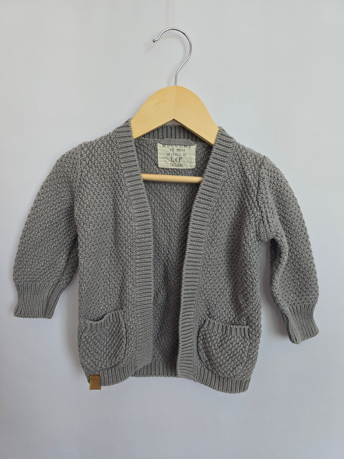 L&P Knit Cardigan Grey • 12-18 months