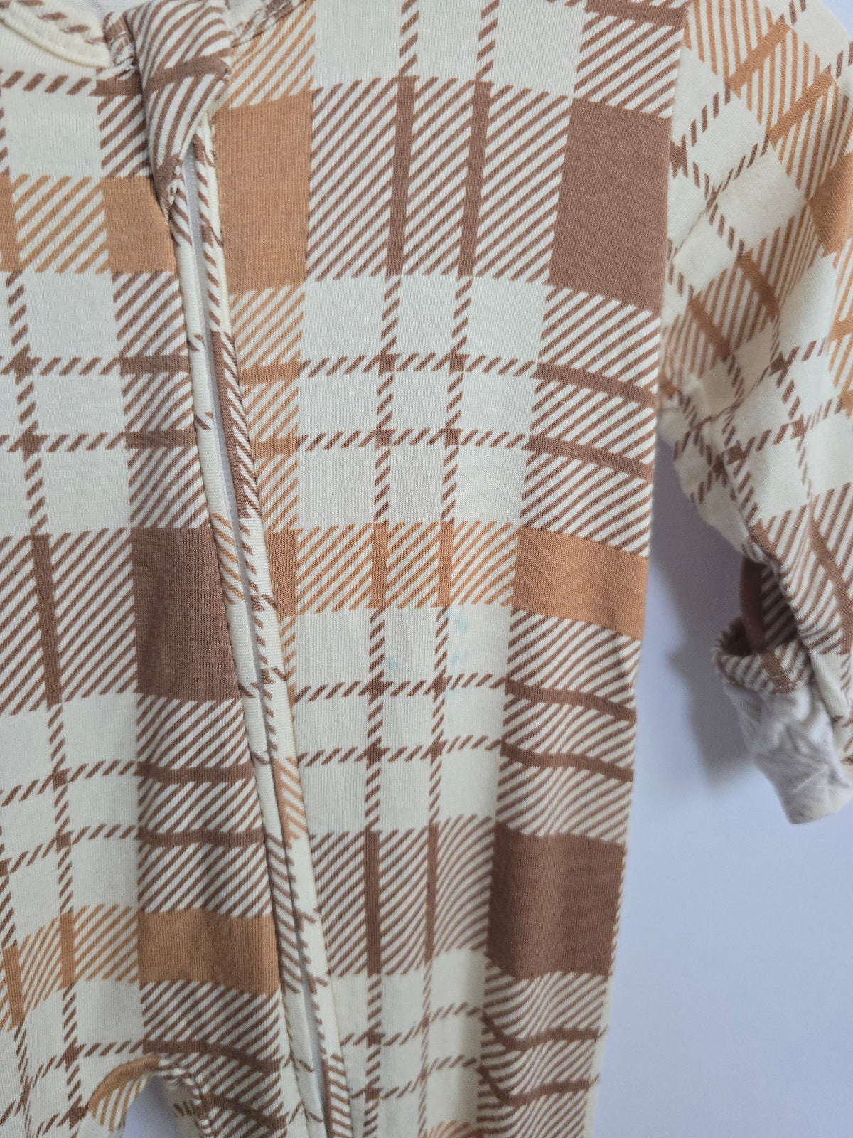 PLAY Bambi & Birdie Brown Plaid Zip Footie • Newborn