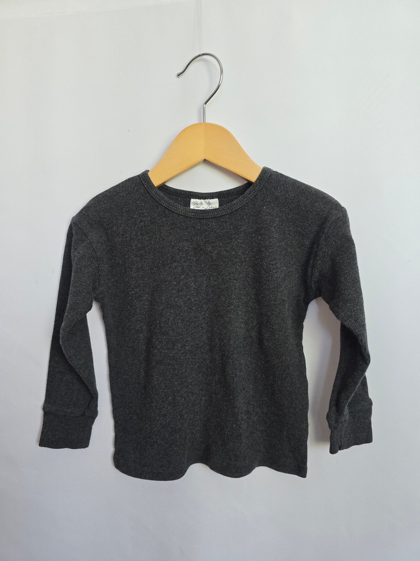 PLAY Jax & Lennon Dark Grey Ribbed Long Sleeve • 12-18 months