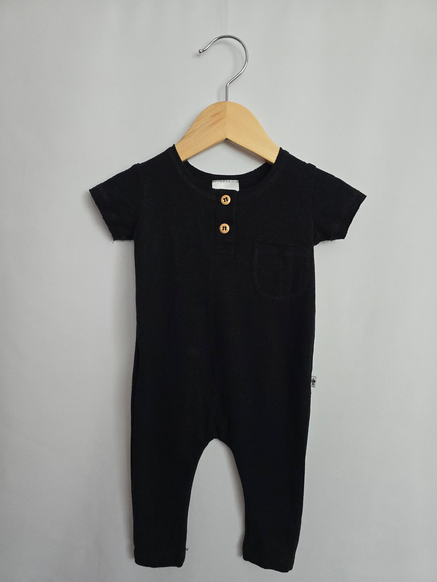Jax & Lennon Black Tee Romper • 0-6 months