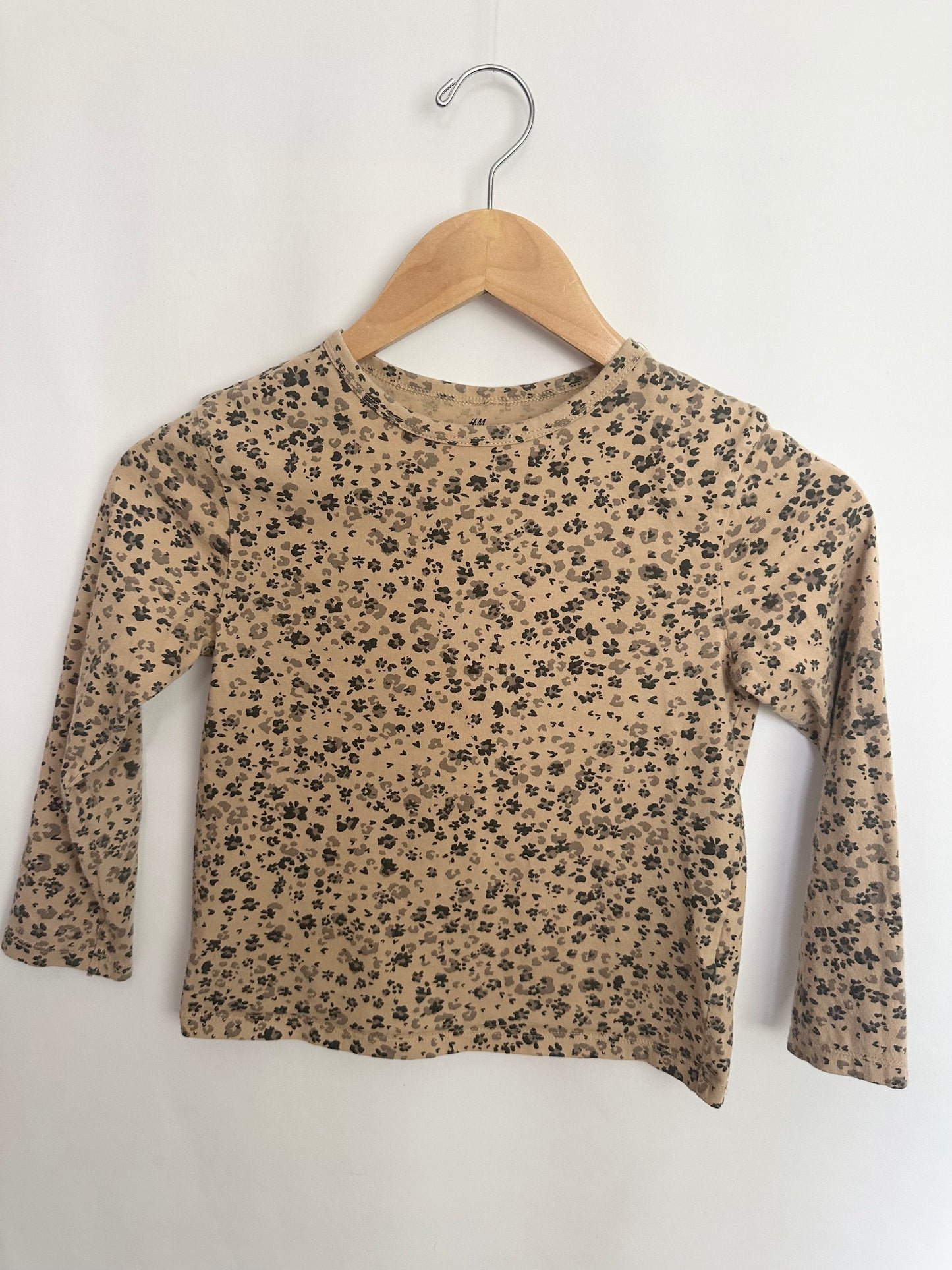 H&M Camel Floral Long Sleeve Shirt • 6-8 years