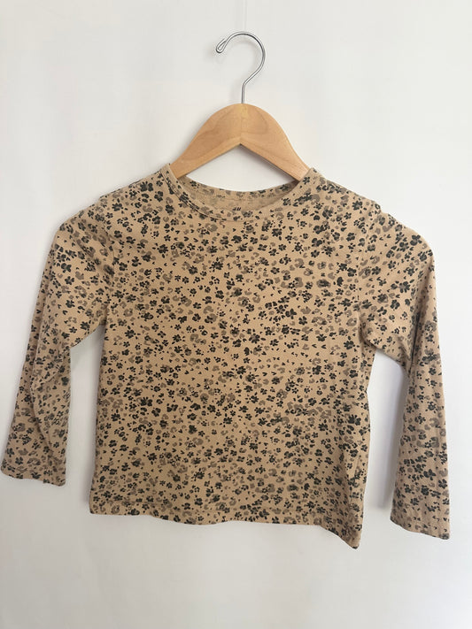 H&M Camel Floral Long Sleeve Shirt • 6-8 years