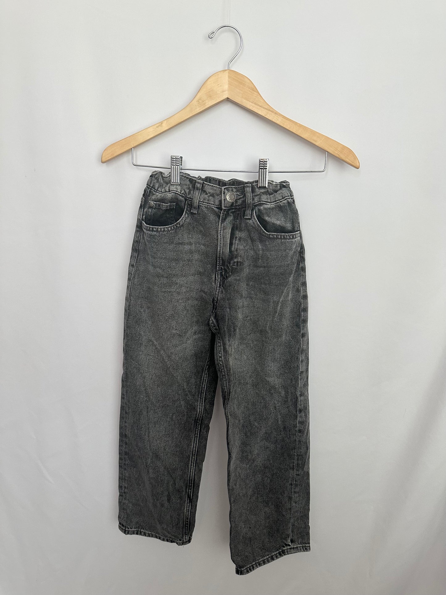 H&M Loose Fit Black Wash Denim • 8-9 years