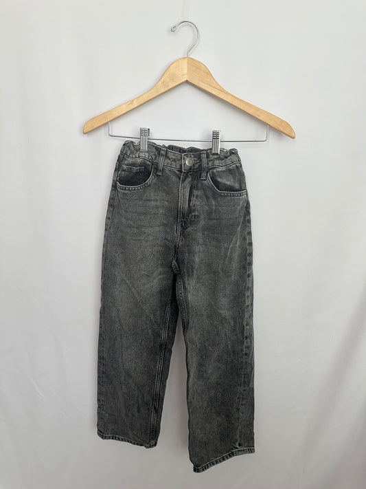H&M Loose Fit Black Wash Denim • 8-9 years