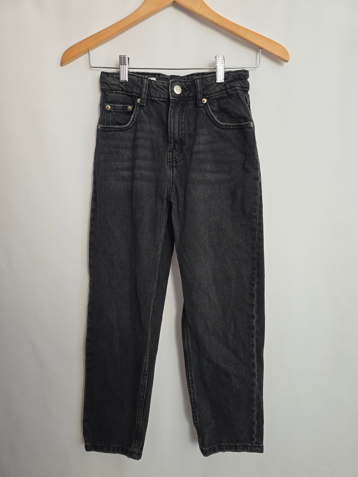 Zara Black Wash Wide Leg Denim • Small 4