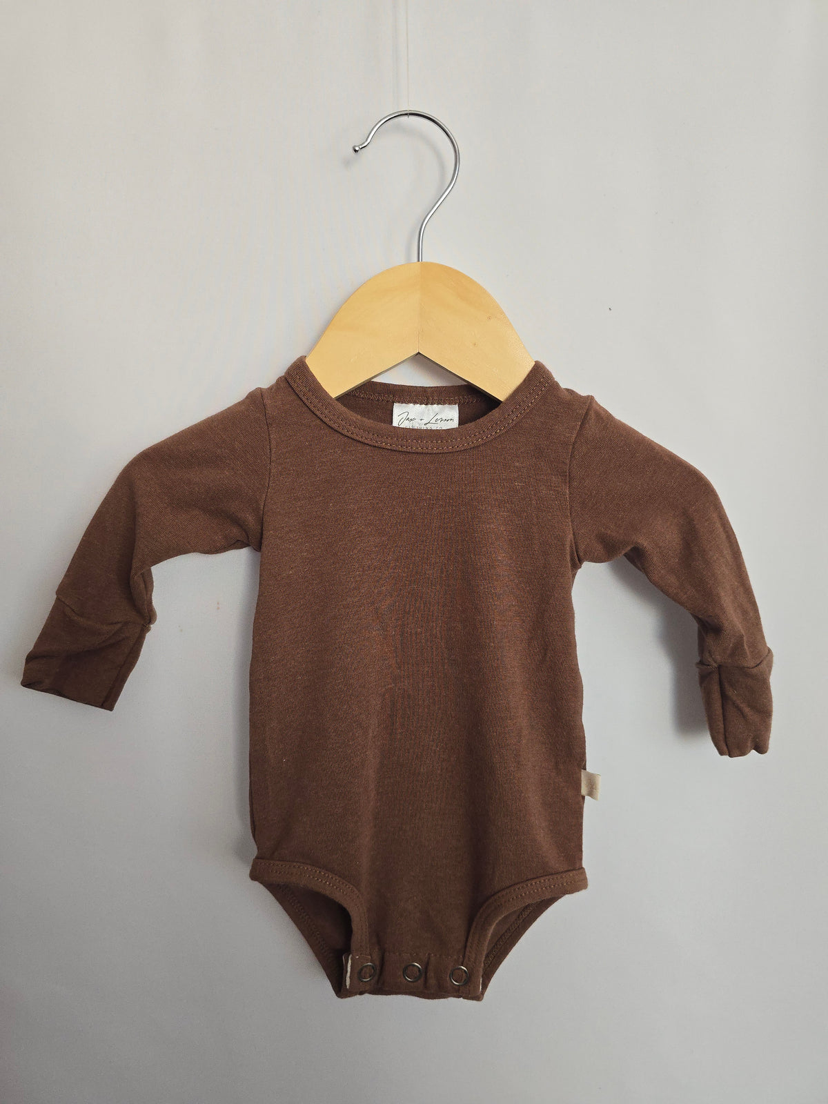 Jax & Lennon Brown Long Sleeve Bodysuit • Newborn