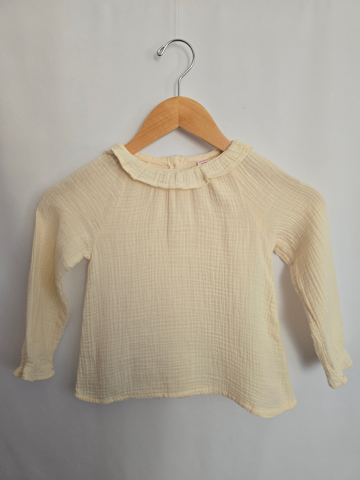 Joe Fresh Cream Cotton Peter Pan Collar Shirt • 4 years