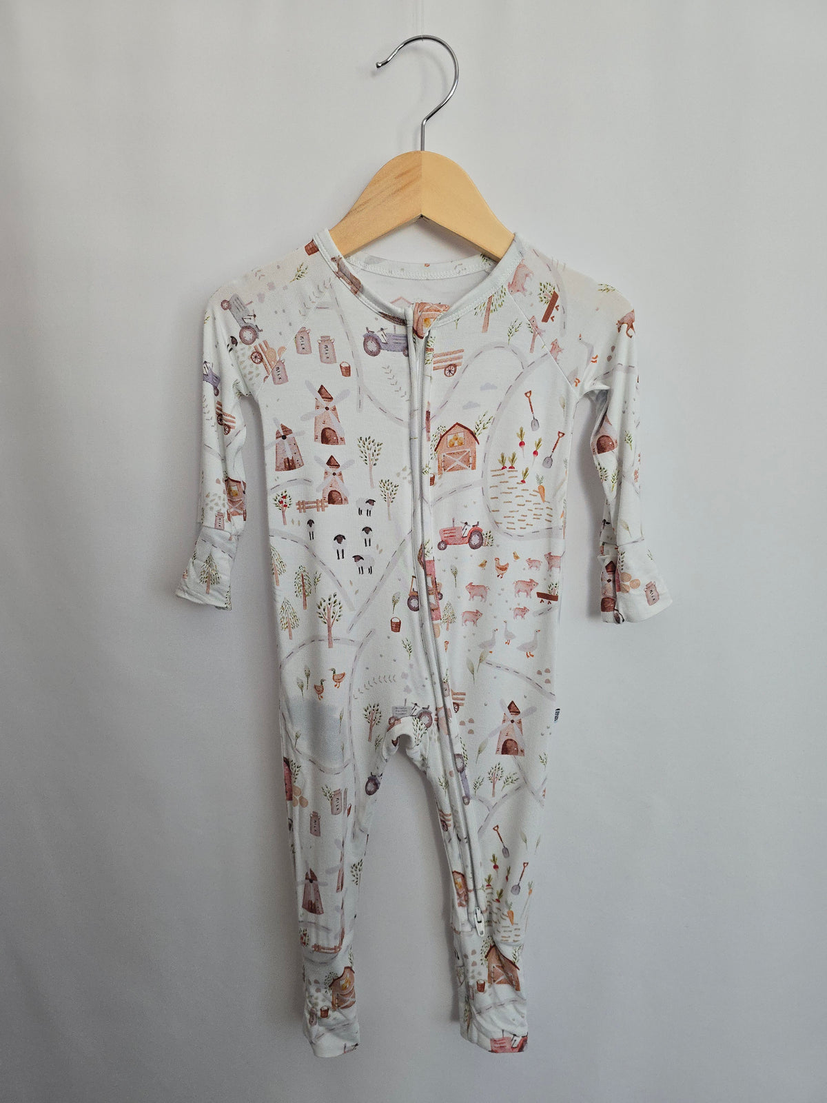 Early Grey Farm Zip Romper • 3-6 months
