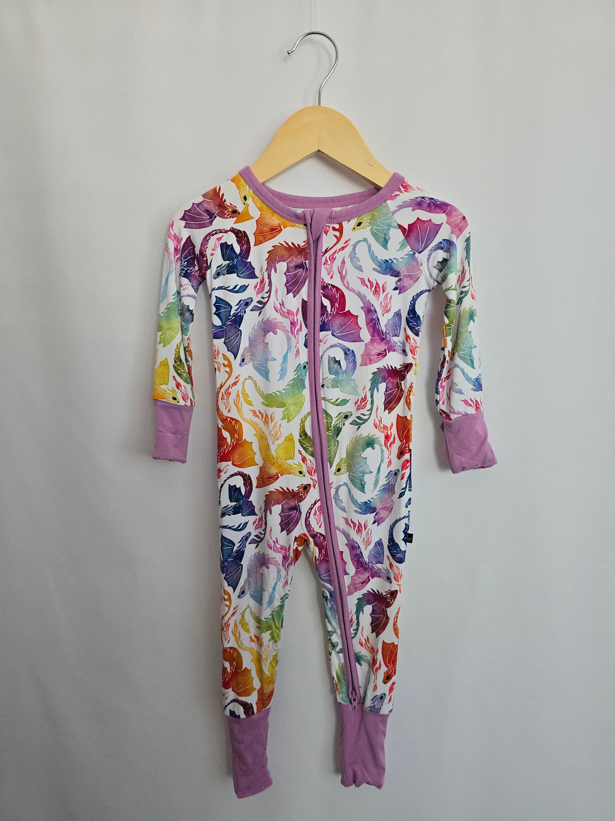 The Sleepy Sloth Rainbow Dragons Zip Romper • 6-12 months