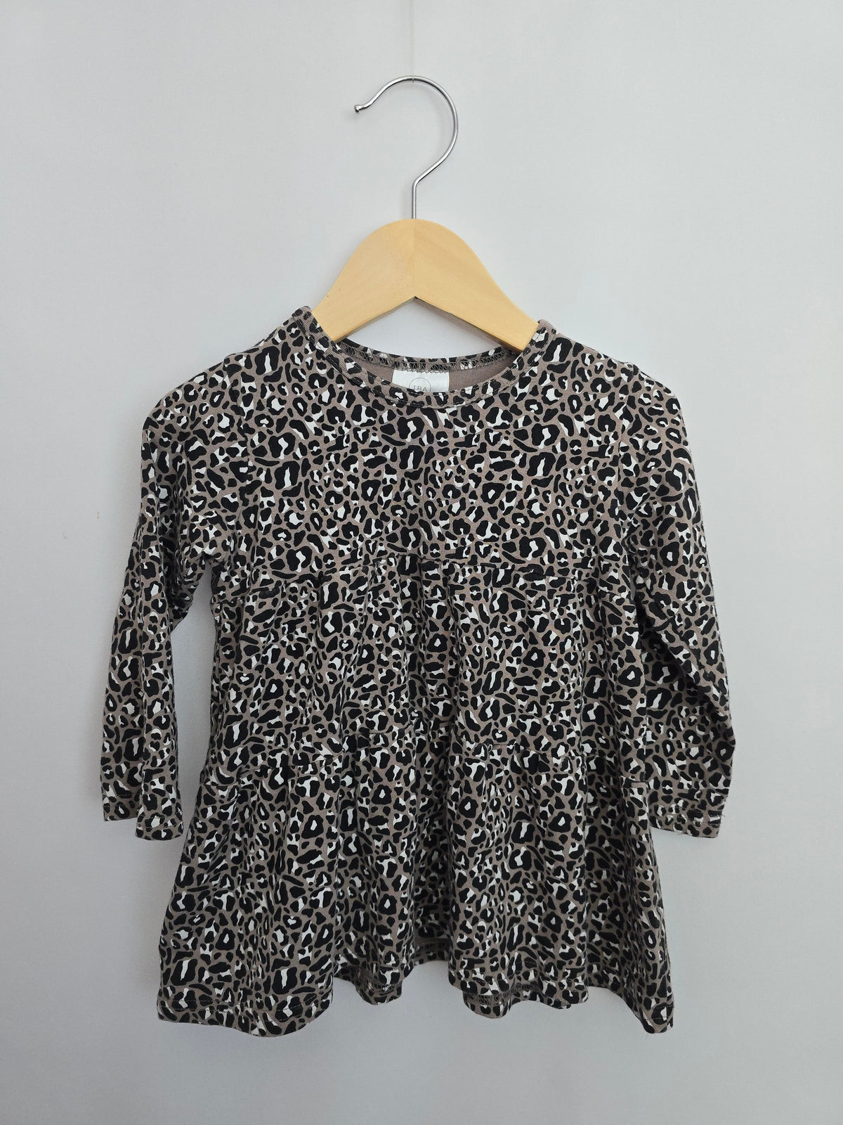 Tiny Button Apparel Leopard Long Sleeve Twirl Dress • 2-3 years