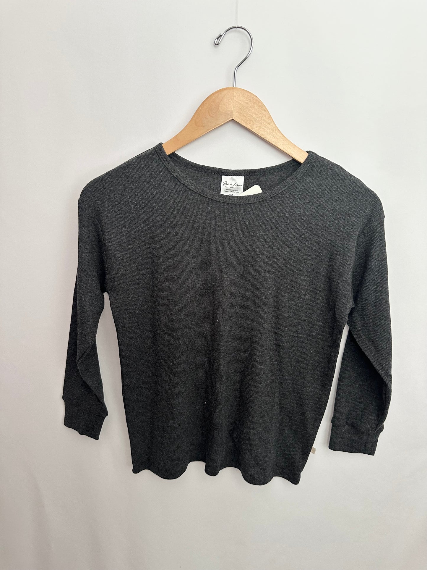 NEW Jax & Lennon Ribbed Charcoal Long Sleeve Shirt • Youth Small 6-7 years